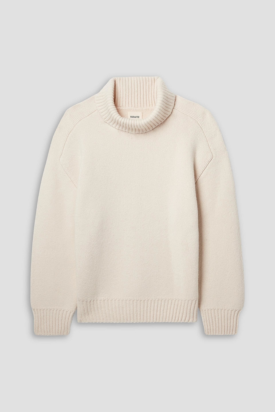 Khaite Landen Oversized Brushed Cashmere Turtleneck Sweater In Cream