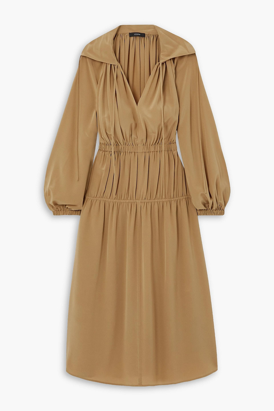 JOSEPH DRYDEN GATHERED SILK-CREPE MIDI DRESS