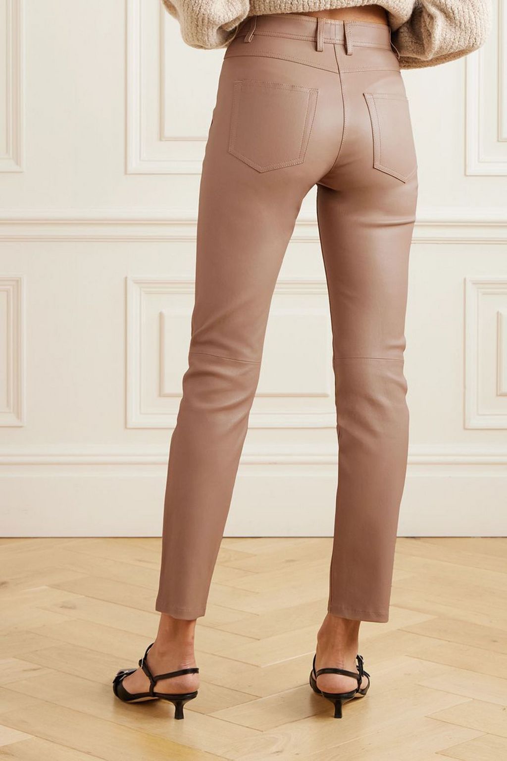 JOSEPH Teddy leather slim-leg pants
