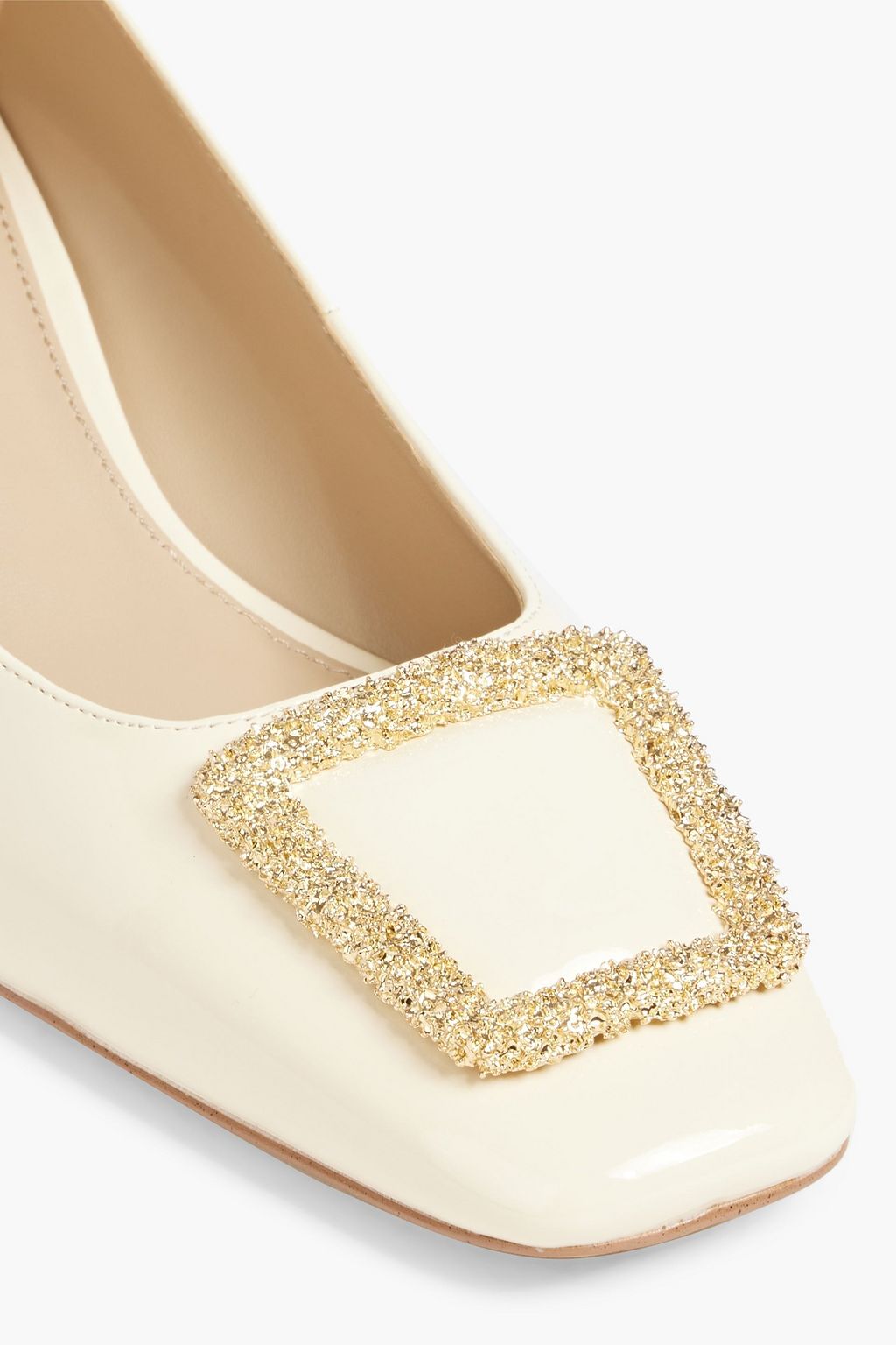SAM EDELMAN Thalia crystal-embellished faux patent-leather pumps