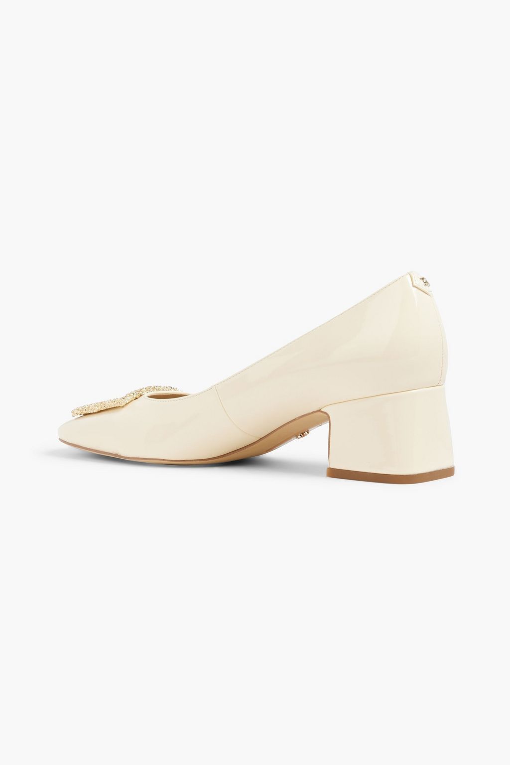 SAM EDELMAN Thalia crystal-embellished faux patent-leather pumps