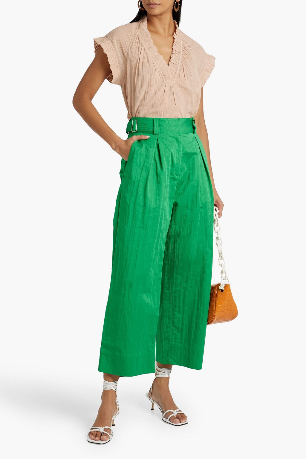 JOIE Drawley ruffled cotton-gauze top