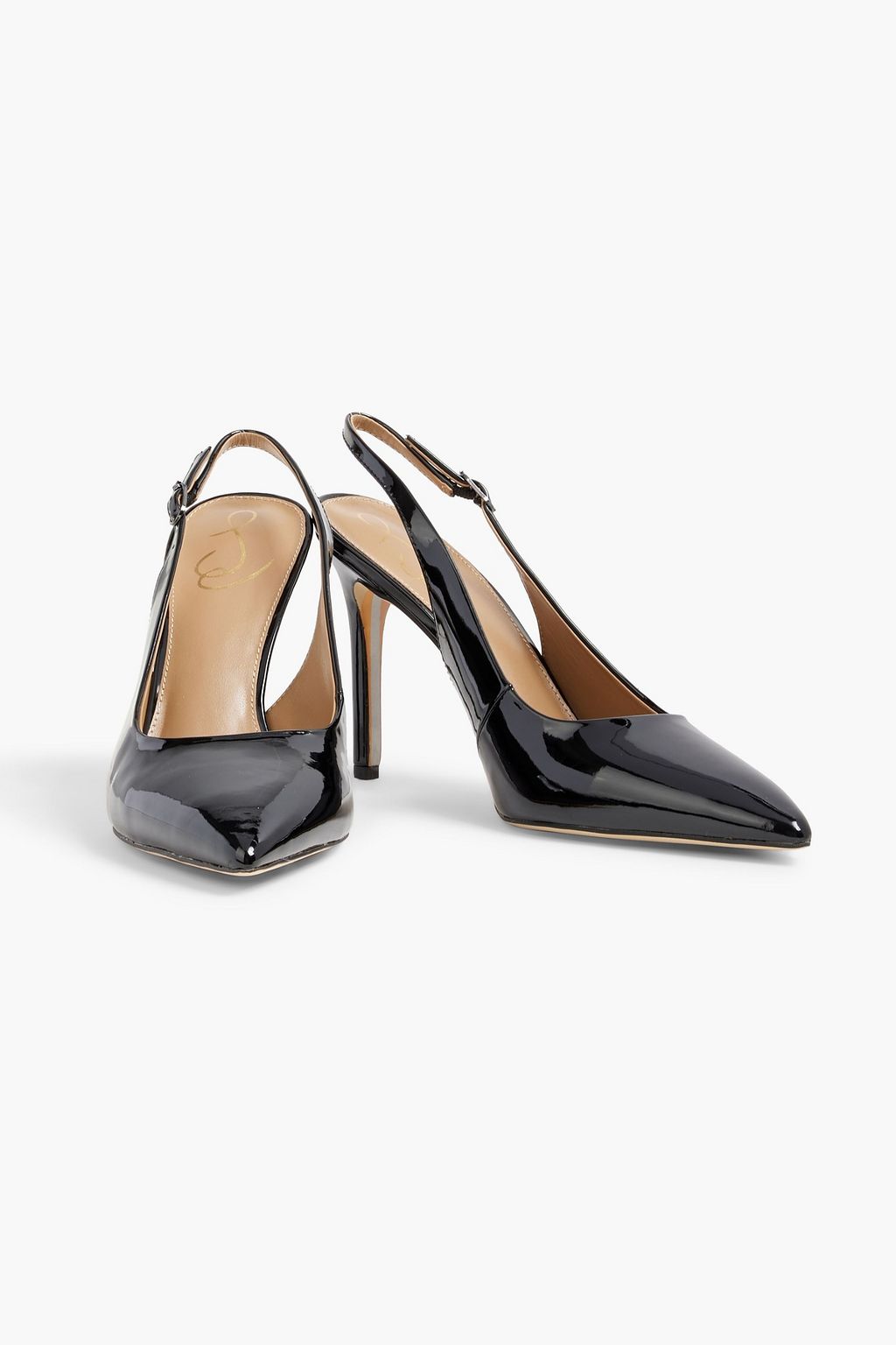 SAM EDELMAN Hazel faux patent-leather slingback pumps