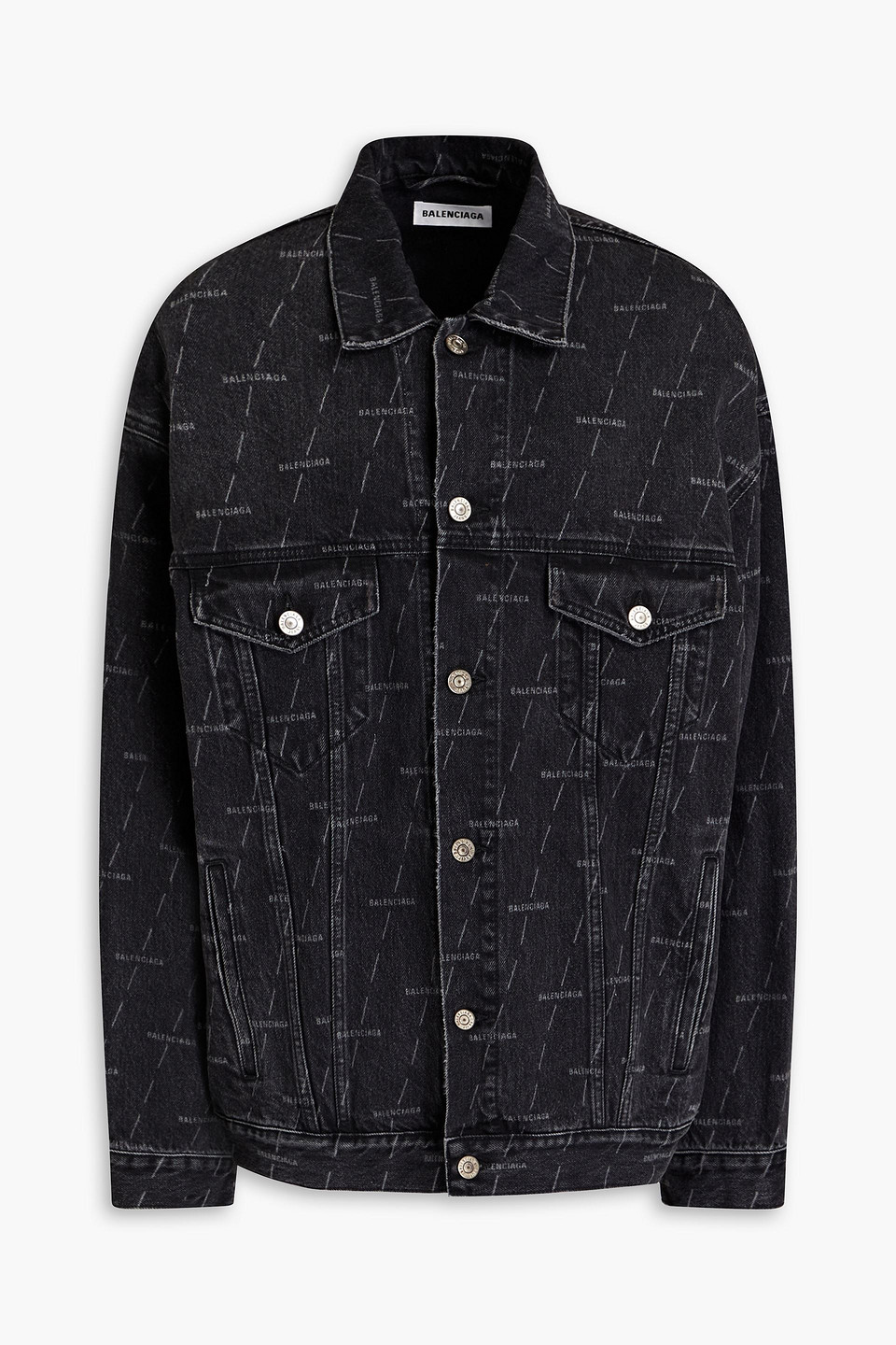 balenciaga logo print denim jacket