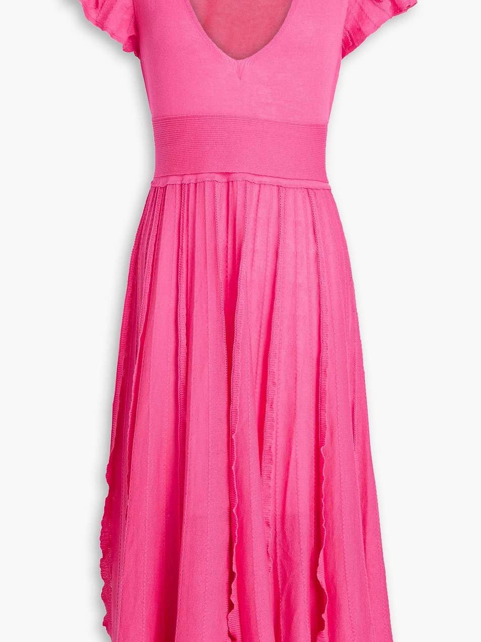 ruffled pointelle-knit cotton midi dress