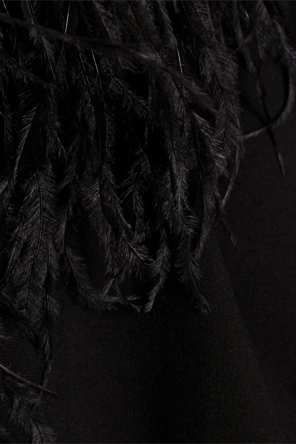 AREA Feather-embellished jersey mini dress