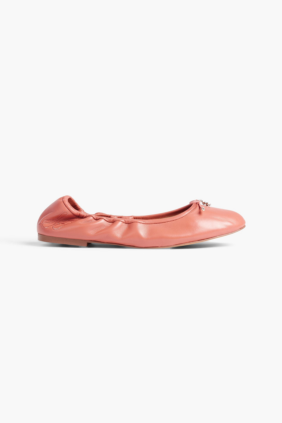 Sam Edelman Felicia Bow-detailed Leather Ballet Flats In Antique Rose