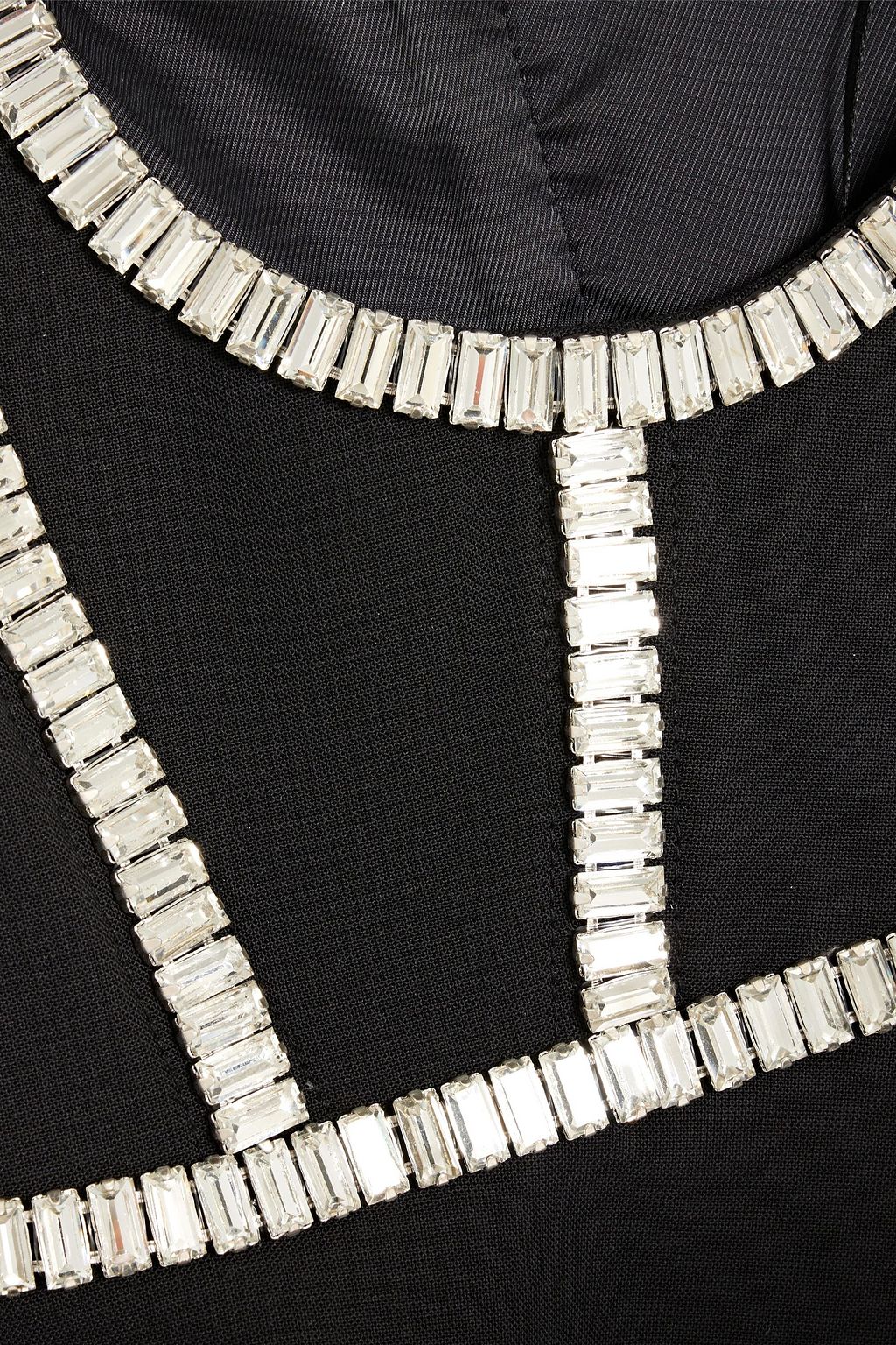 AREA Strapless crystal-embellished grain de poudre bustier top