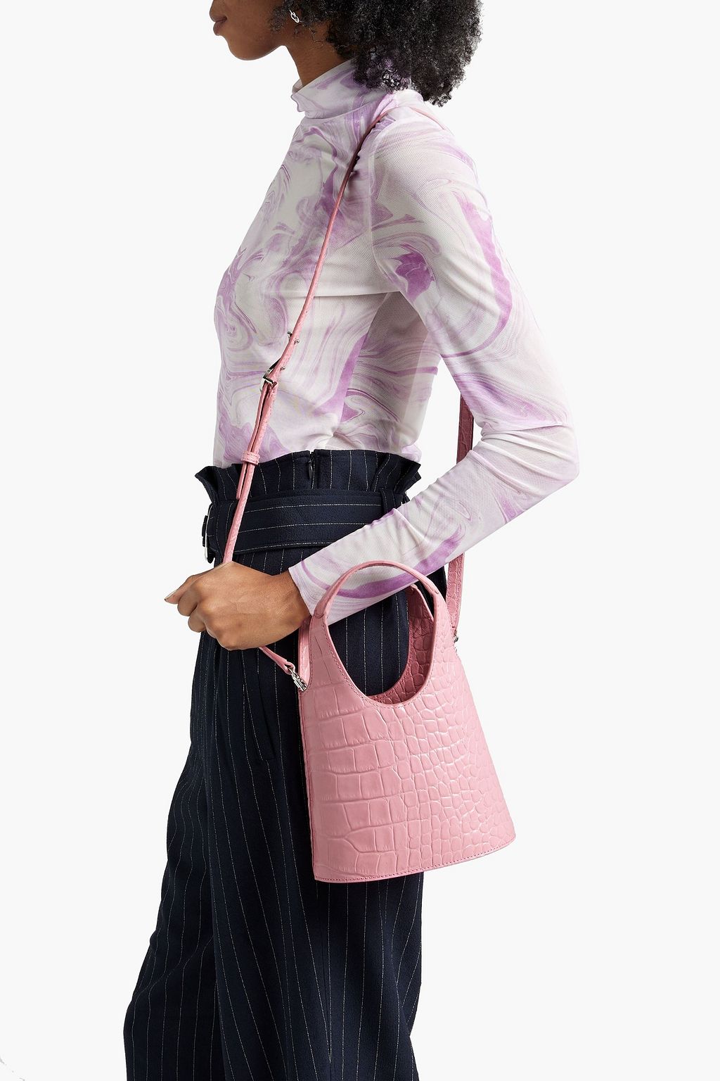 STAUD Timmy faux croc-effect leather shoulder bag