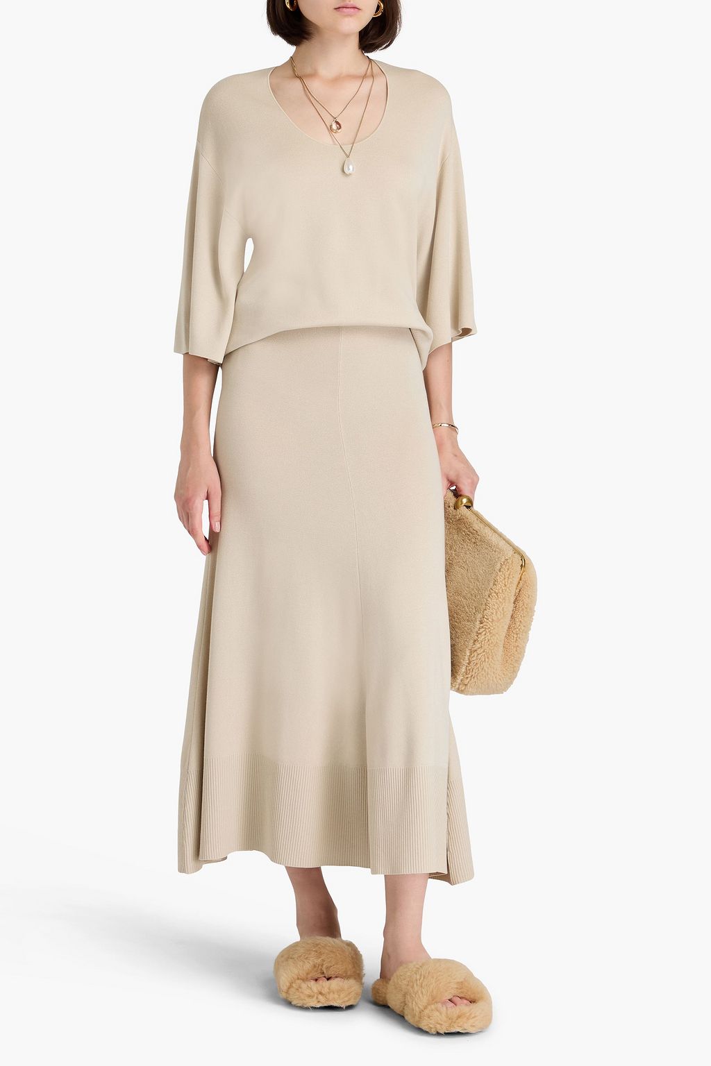 BY MALENE BIRGER تنورة "تيسا" متوسطة الطول من مزيج من لايوسيل مصنوع من التنسل