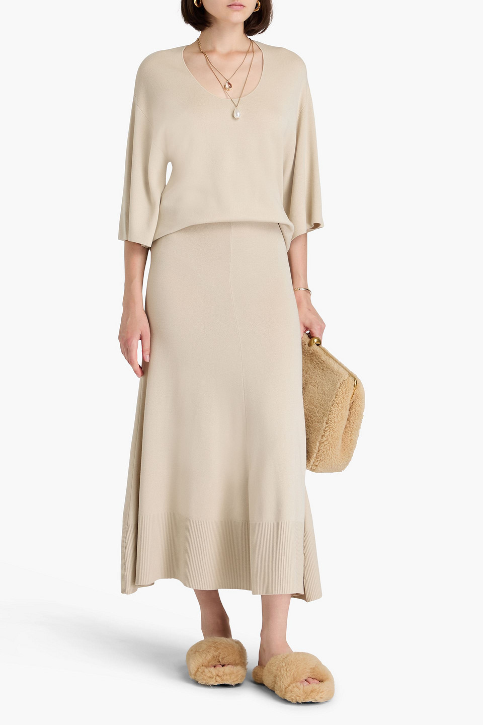 By Malene Birger Tessa Tencel™ Lyocell-blend Midi Skirt In Beige