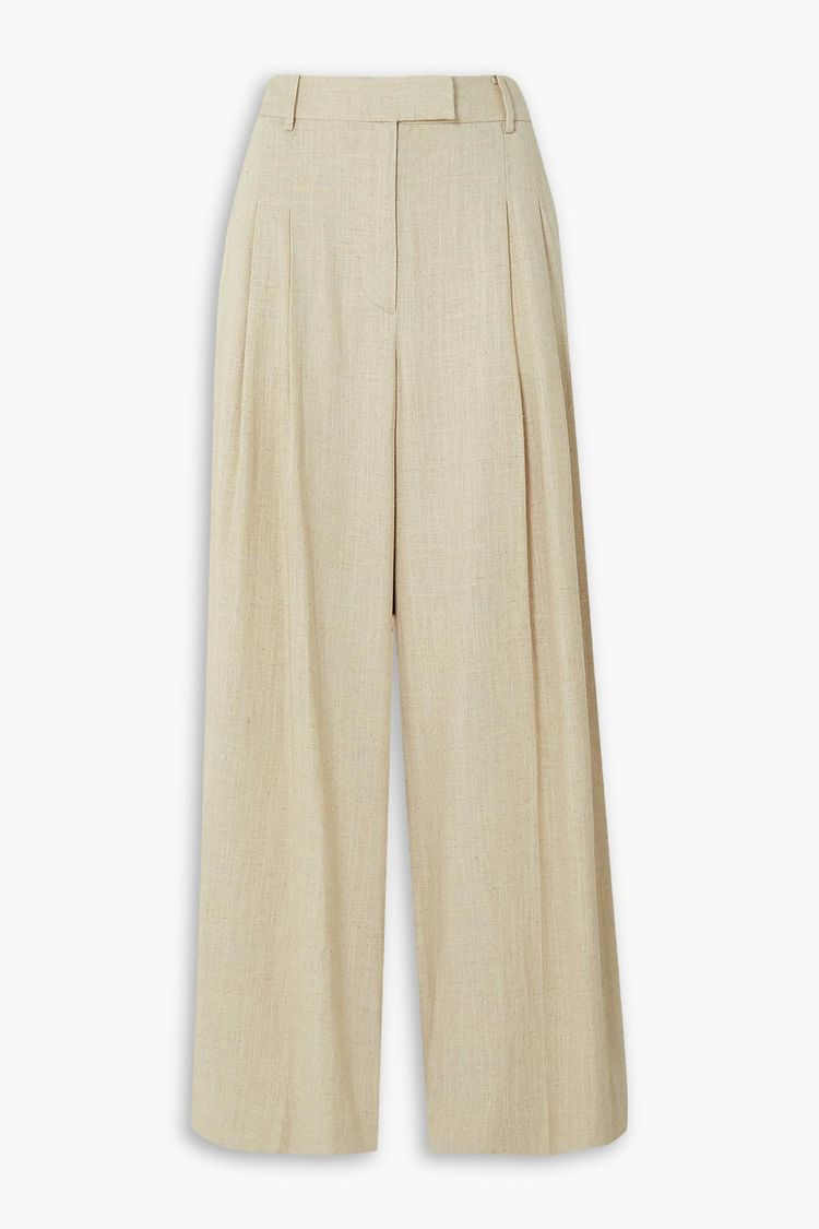 By Malene Birger Cymbaria Pleated Wide Leg Pants Beige