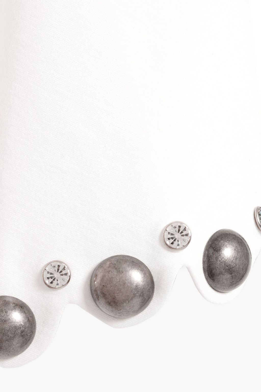 AREA Cropped one-shoulder embellished jersey top