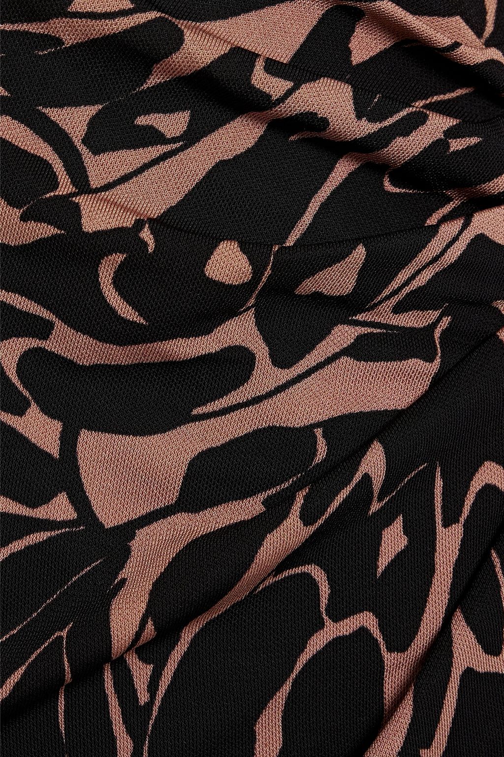 DIANE VON FURSTENBERG 드레이프 디테일 프린트 저지 미디 드레스