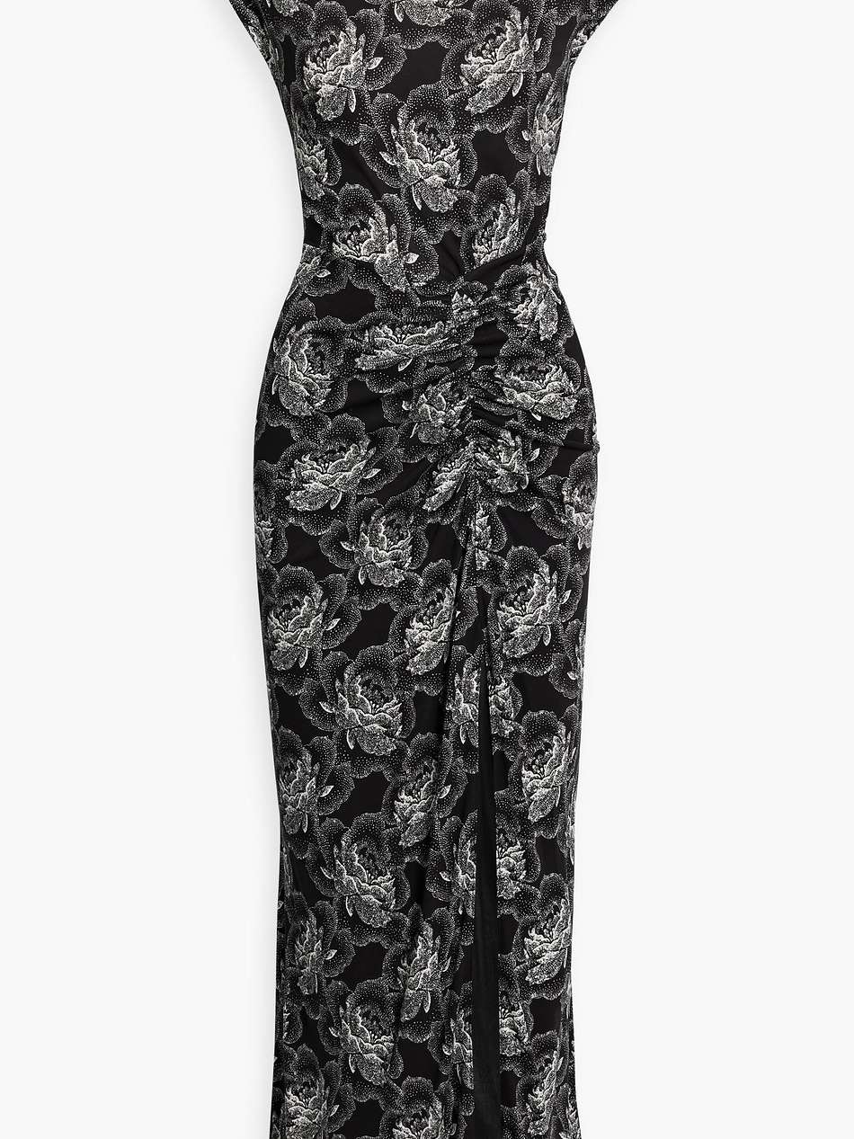 apollo ruched floral-print jersey maxi dress