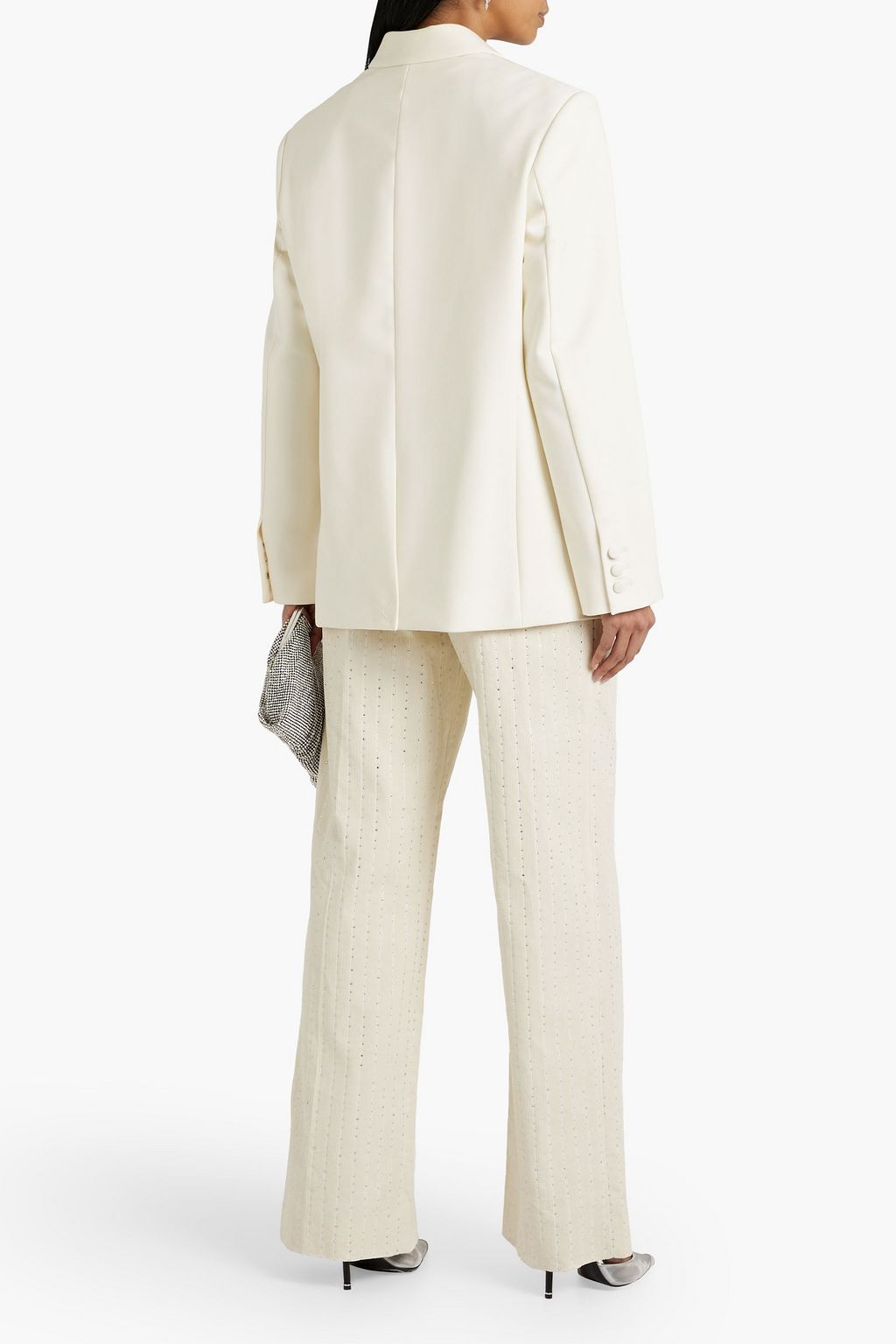 AREA Cutout crystal-embellished wool-blend blazer