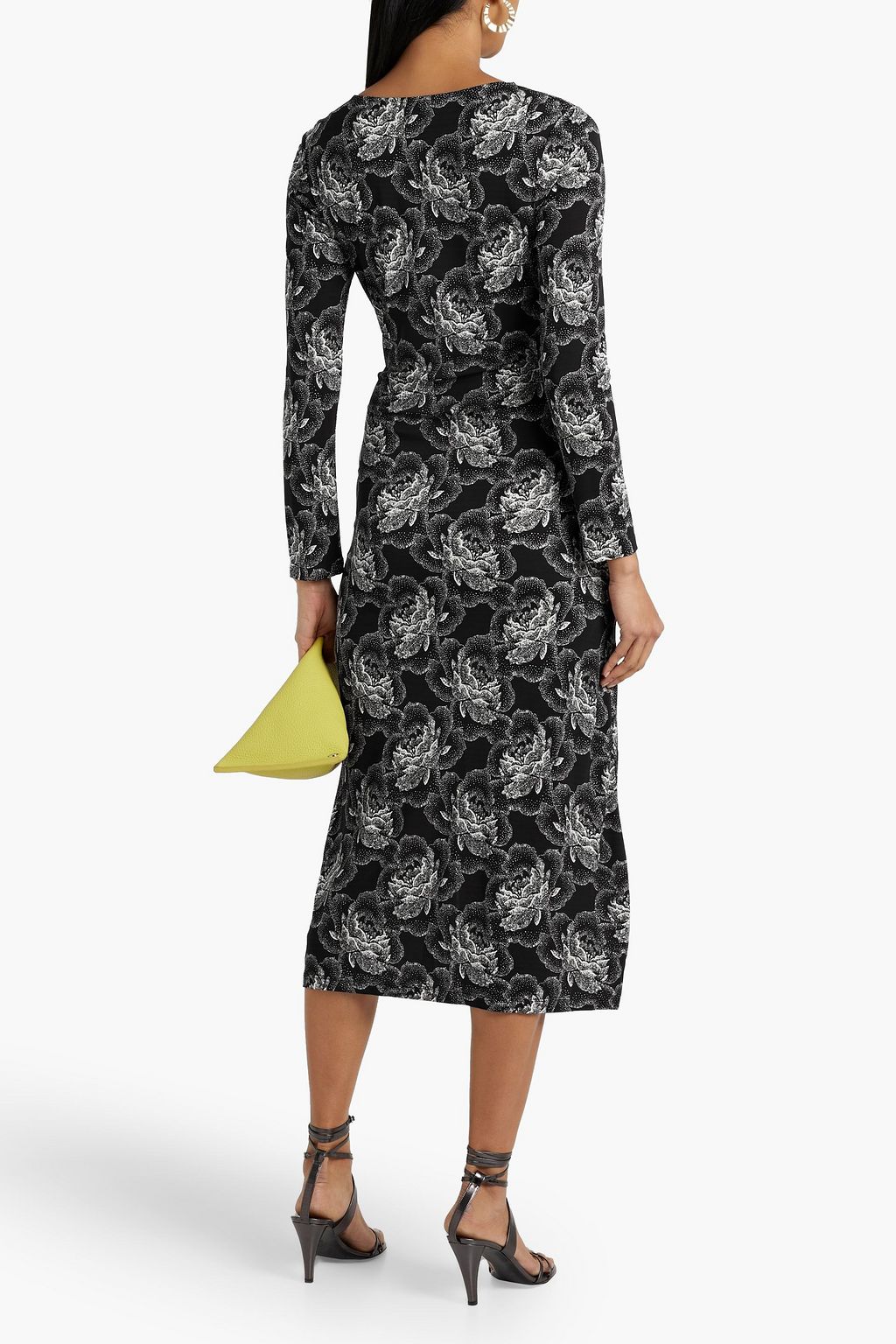 DIANE VON FURSTENBERG 플로럴 프린트 저지 미디 드레스