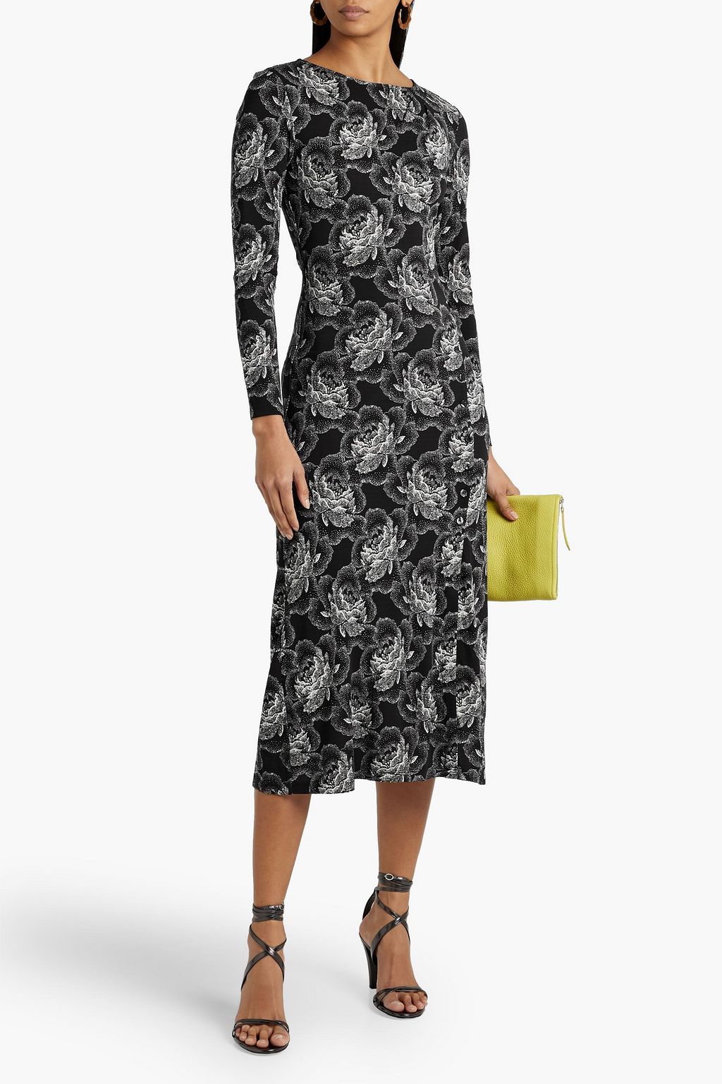 DIANE VON FURSTENBERG 플로럴 프린트 저지 미디 드레스