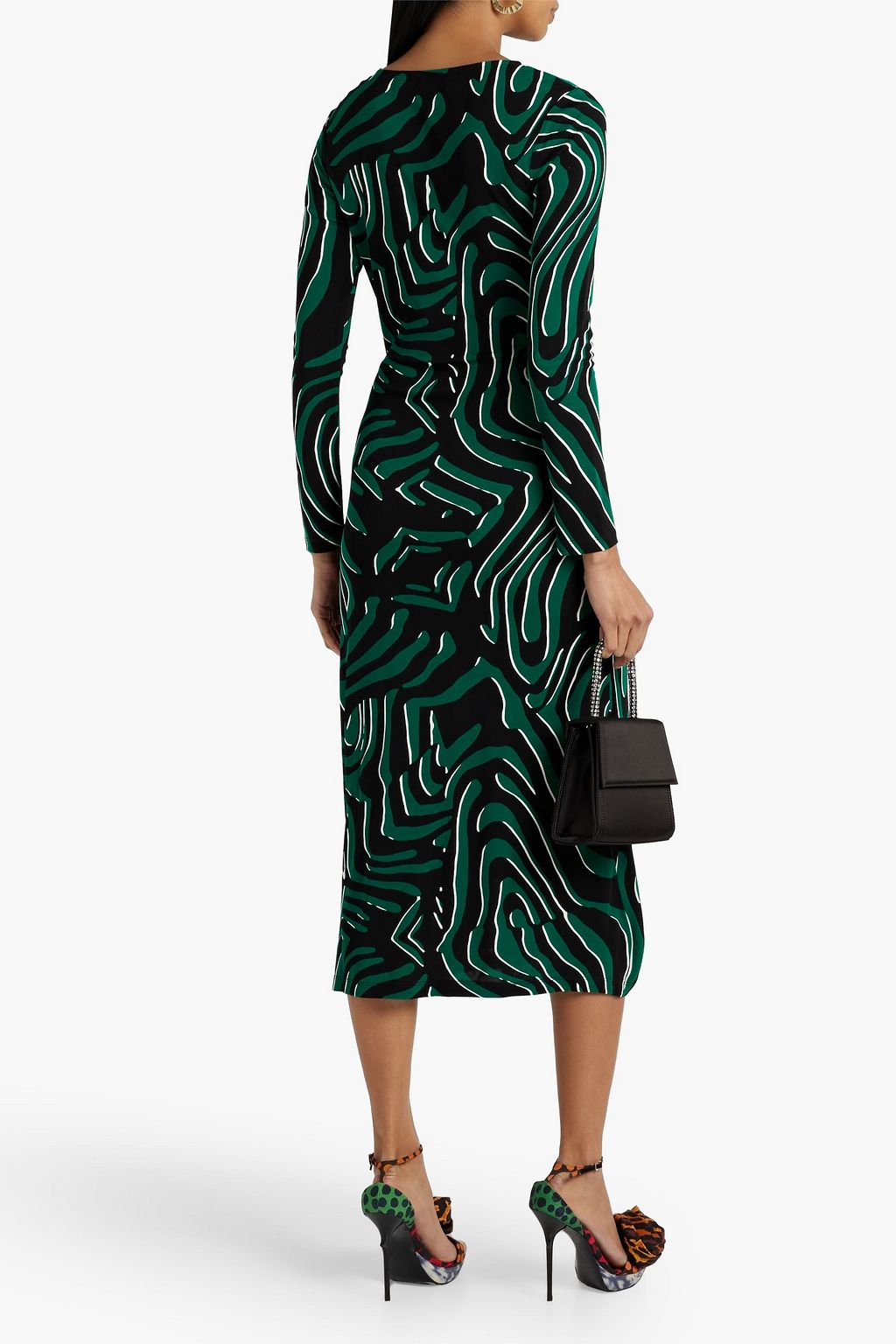DIANE VON FURSTENBERG فستان متوسط الطول «لوجوسي» من الجيرسي مزين بطبعة الأزهار
