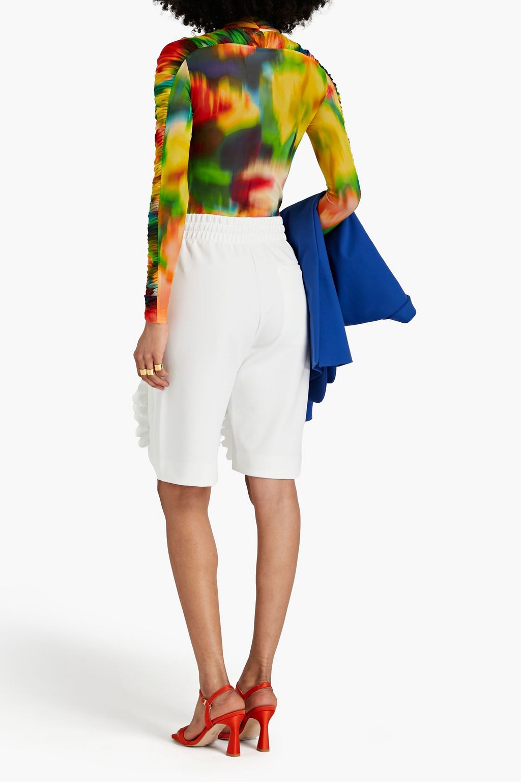 DRIES VAN NOTEN Ruched printed mesh turtleneck top