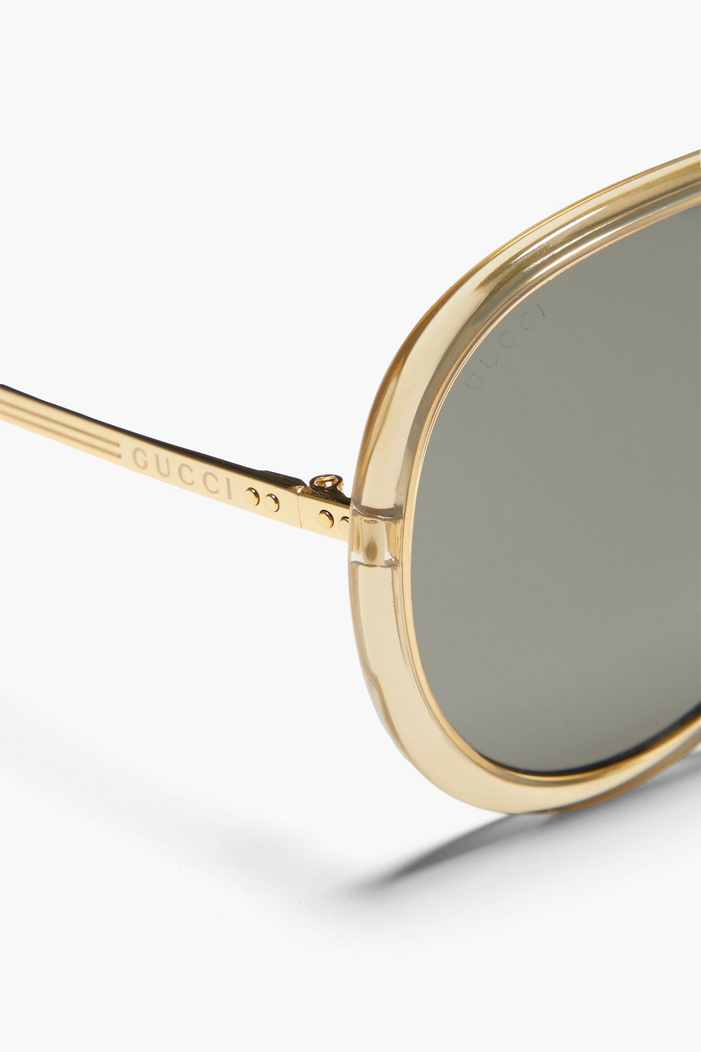 GUCCI Aviator-style gold-tone and acetate sunglasses