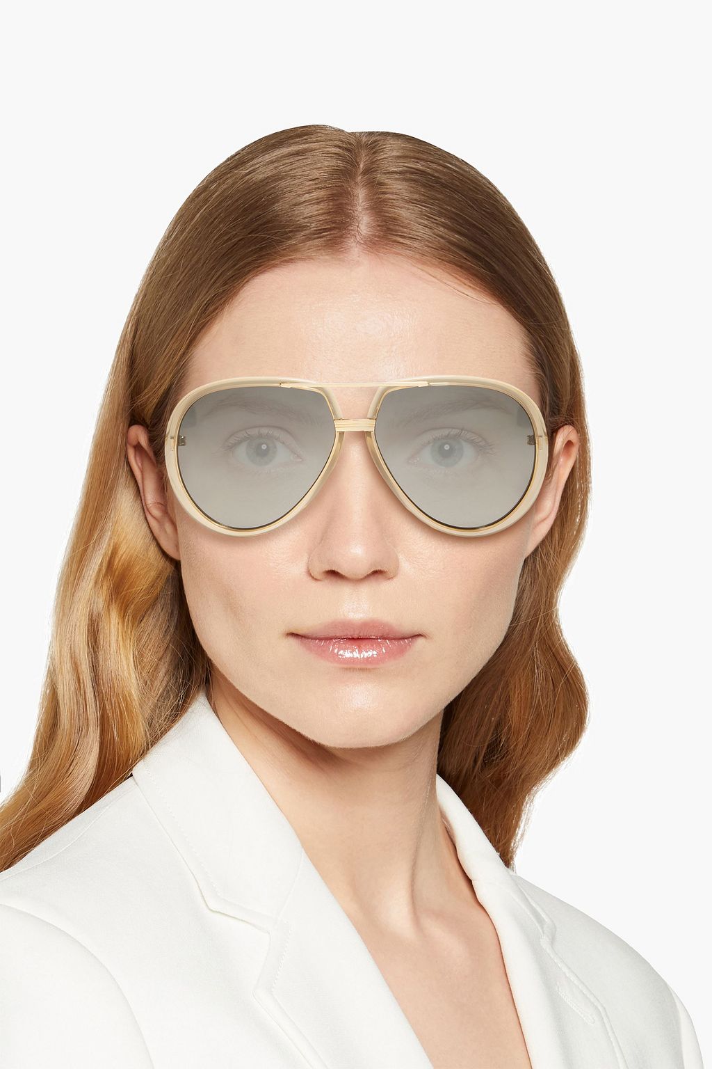 GUCCI Aviator-style gold-tone and acetate sunglasses