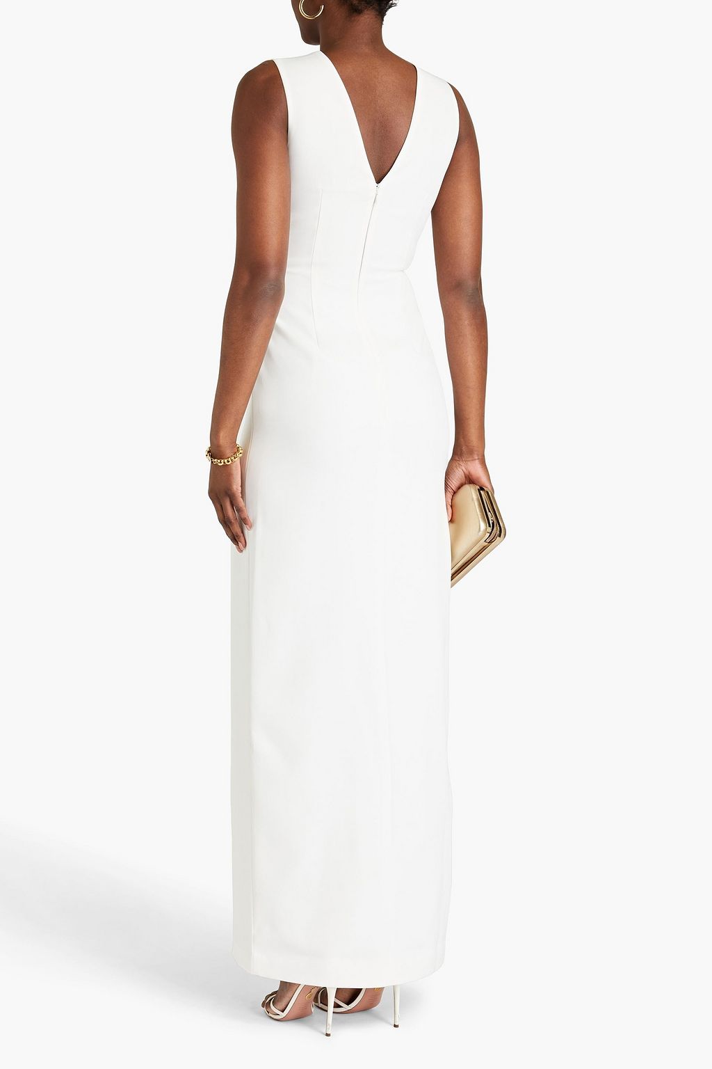 HALSTON Twisted stretch-cady gown