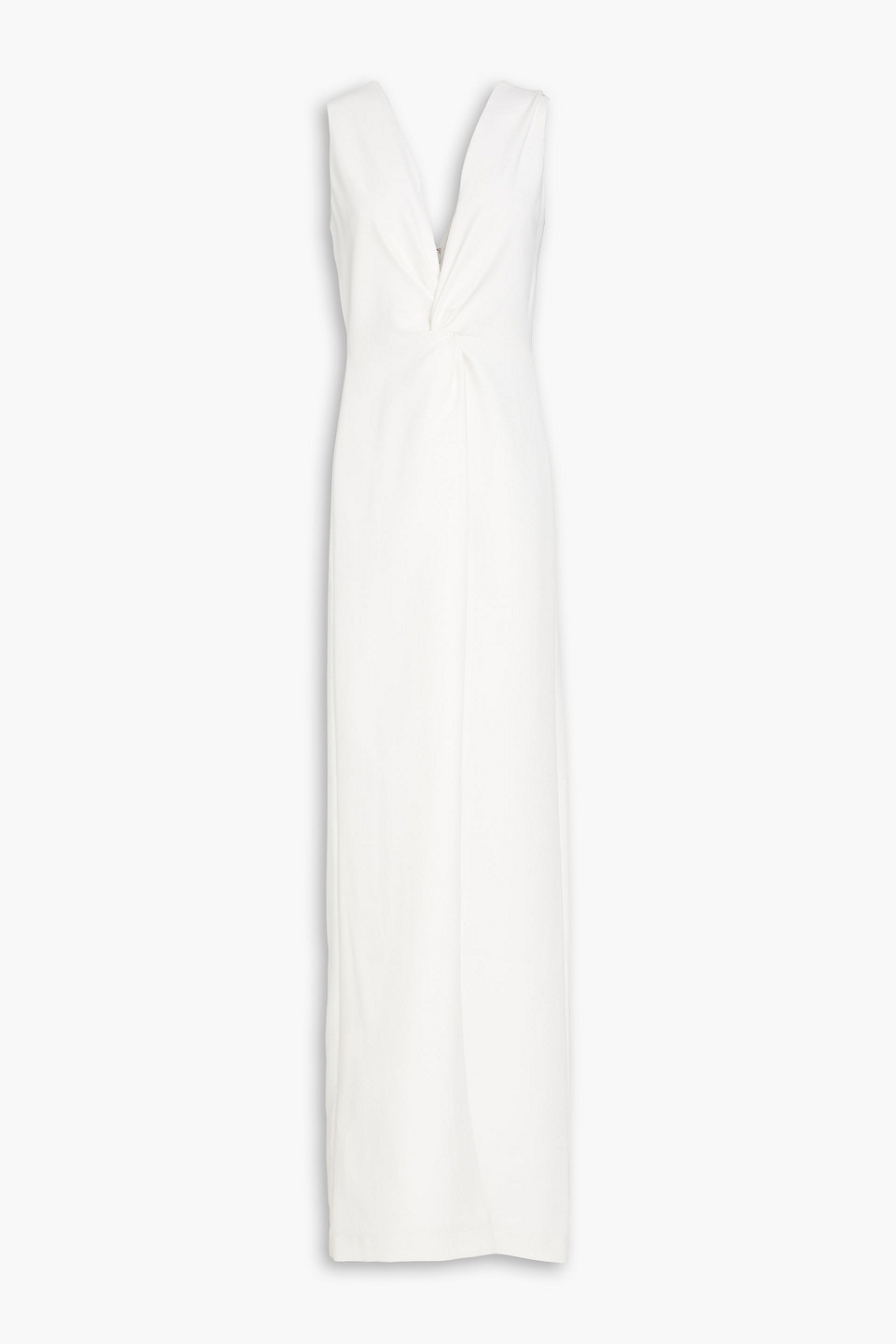 Halston Twisted Stretch-cady Gown In Off-white