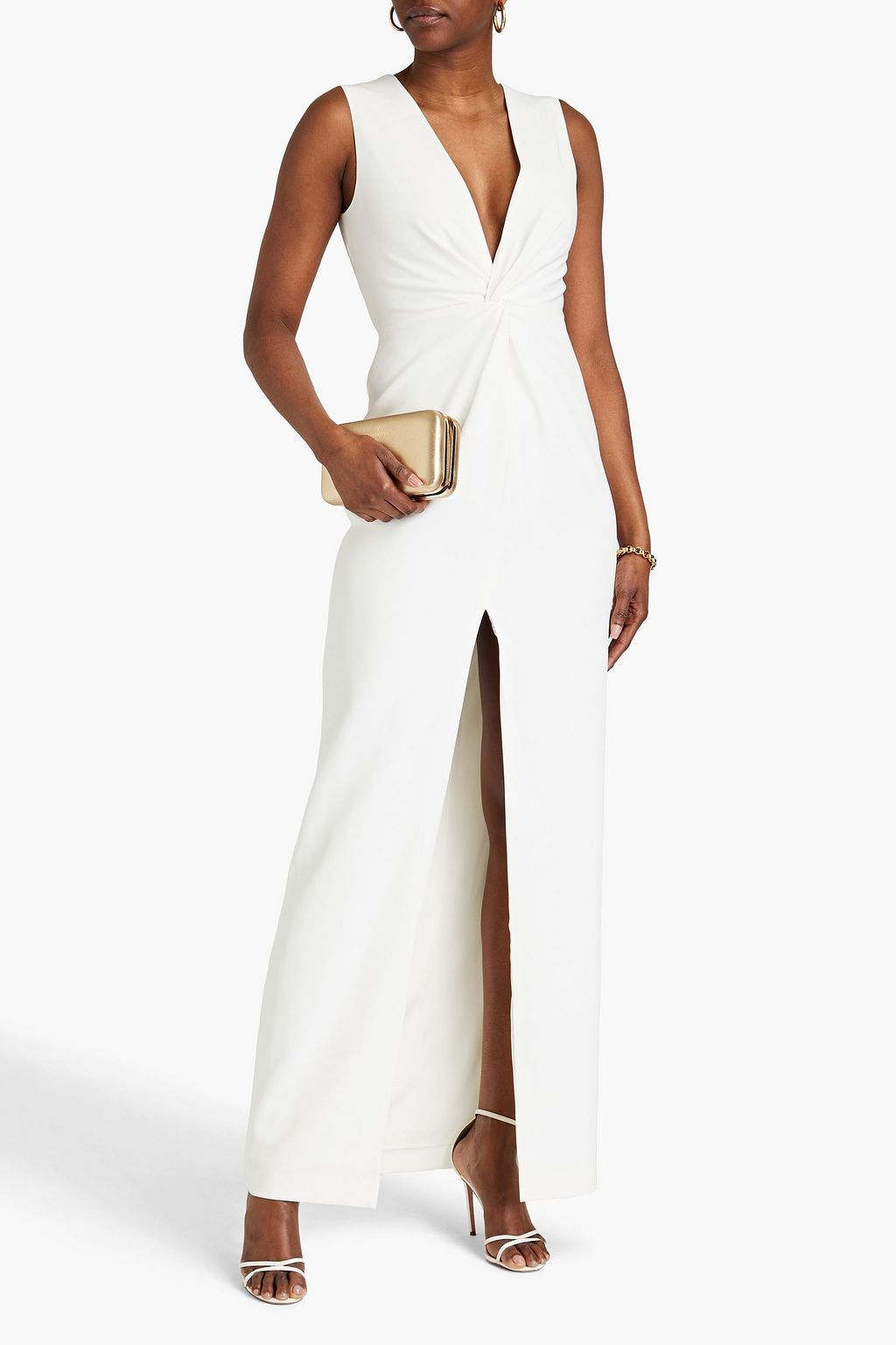 HALSTON Twisted stretch-cady gown
