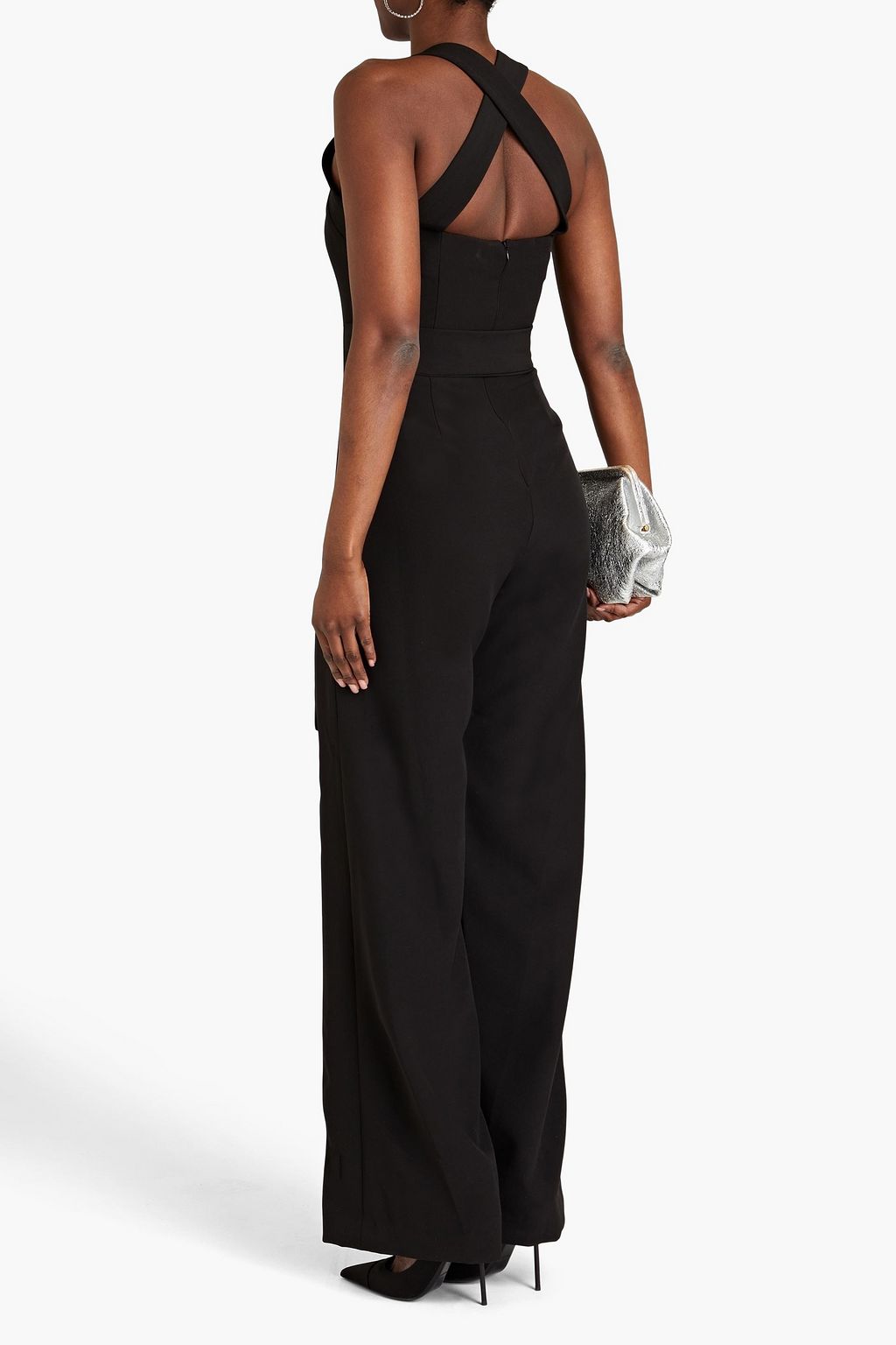 HALSTON Leia stretch-crepe wide-leg jumpsuit