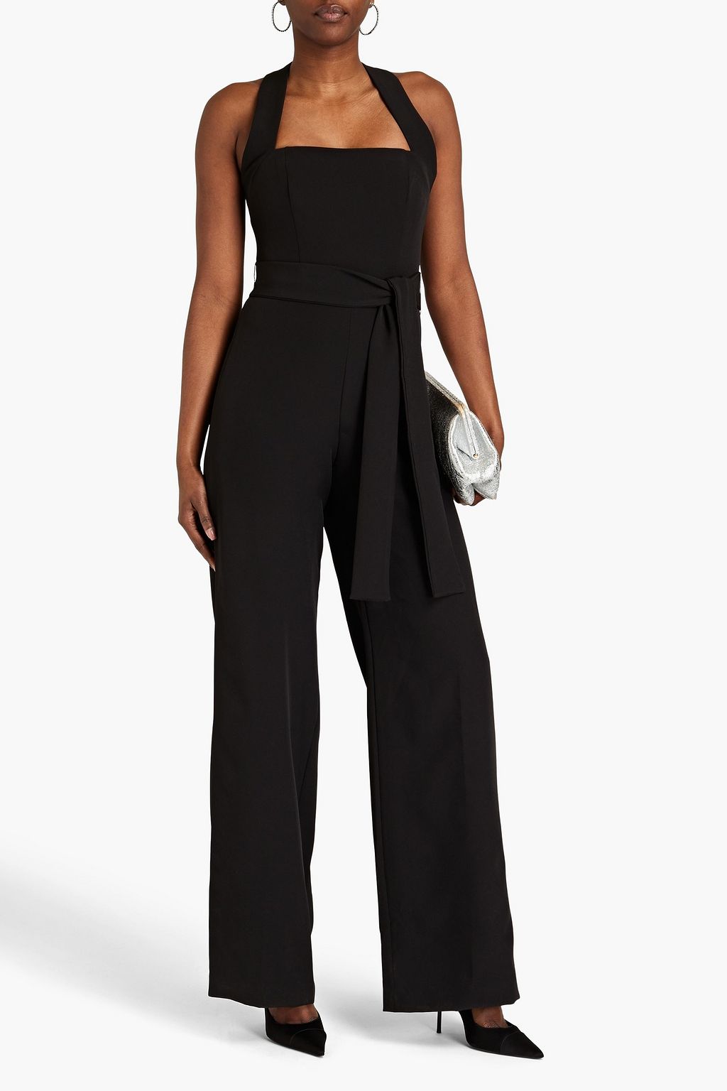 HALSTON Leia stretch-crepe wide-leg jumpsuit