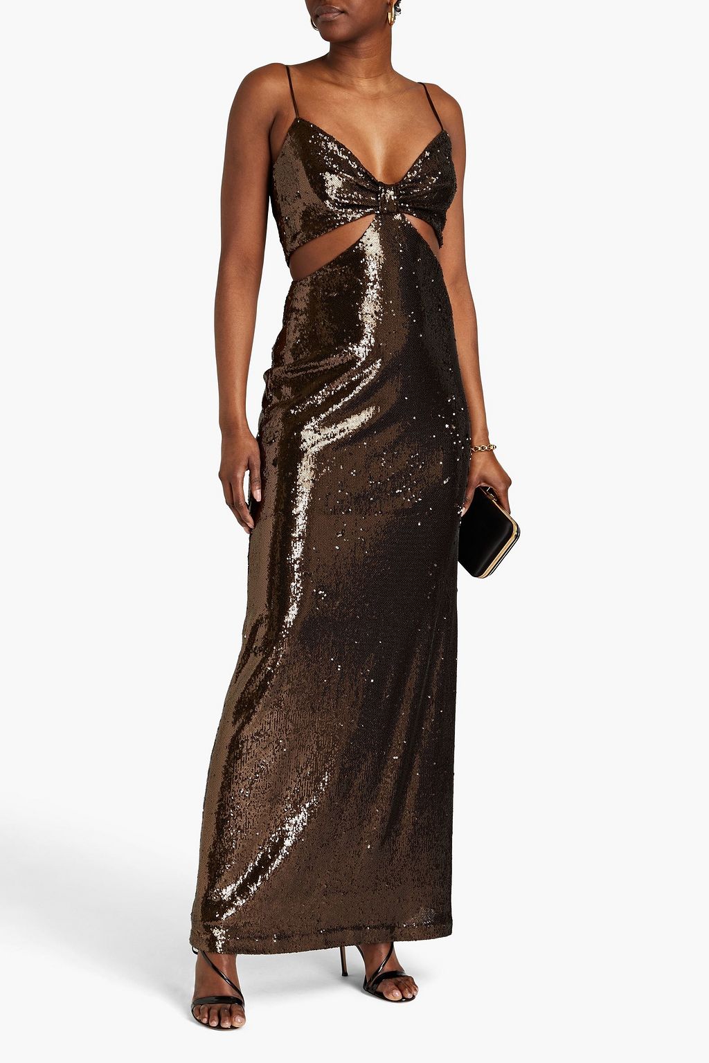 HALSTON Chloe cutout sequined tulle gown