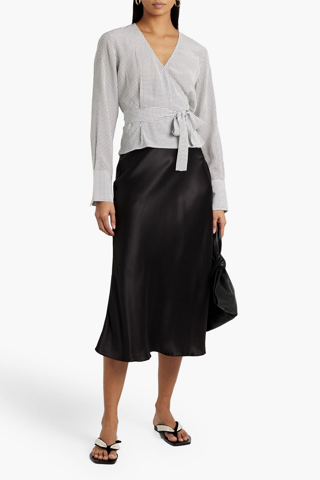 EQUIPMENT Cenna polka-dot silk crepe de chine wrap top