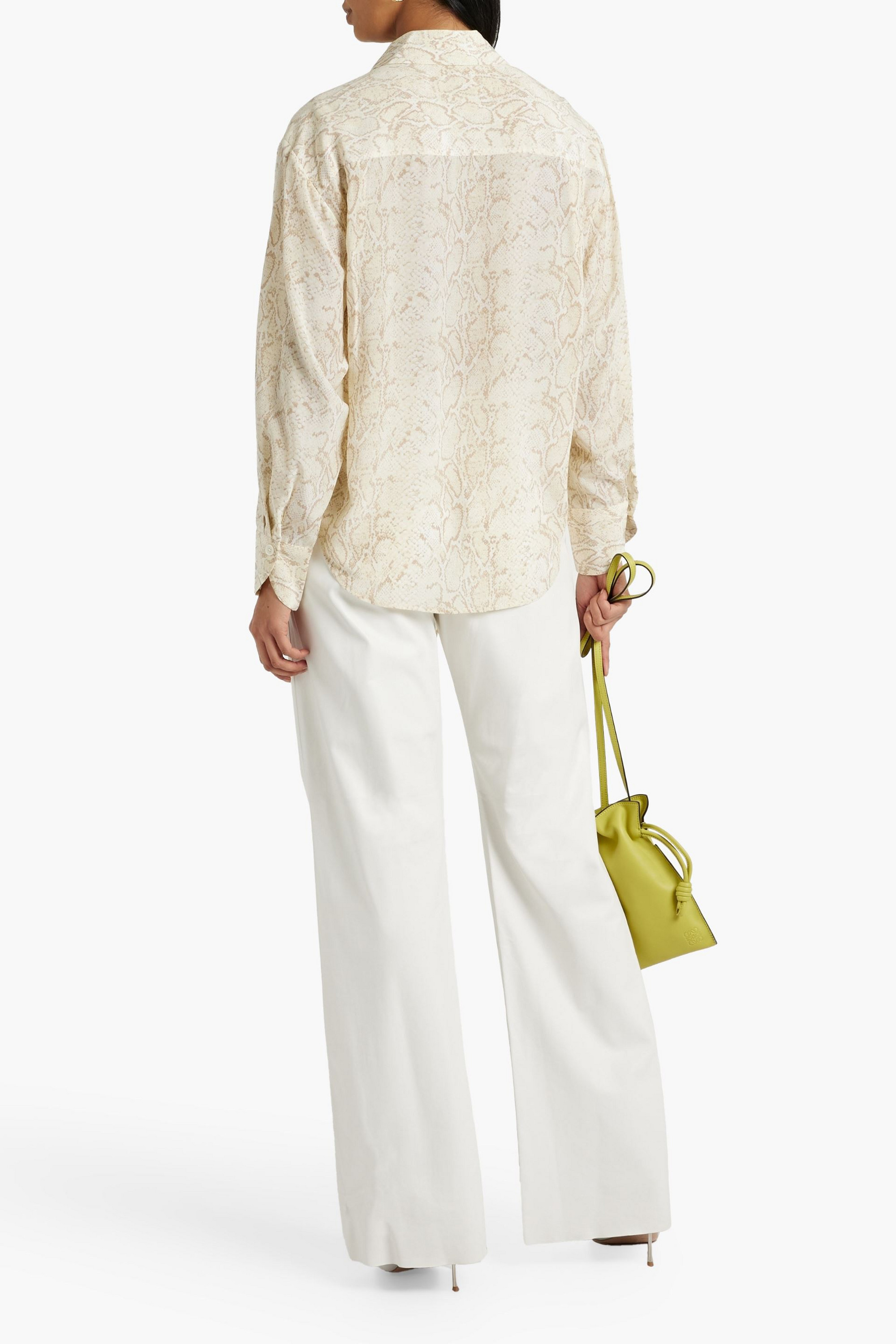 Equipment Geneva tie-front snake-print silk crepe de chine shirt thumbnail