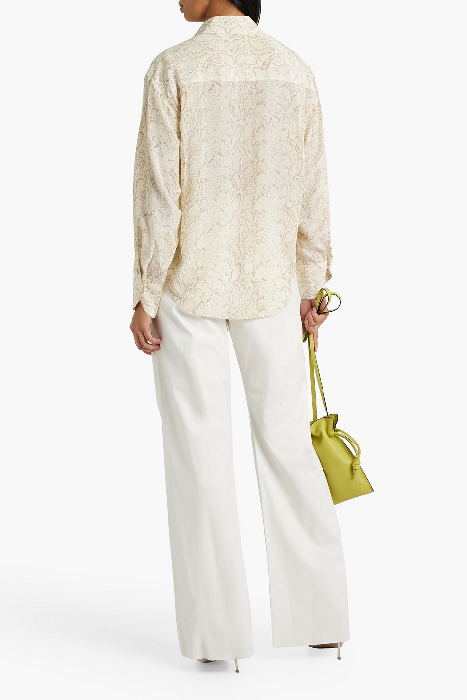 Shop Equipment Geneva Tie-front Snake-print Silk Crepe De Chine Shirt In Cream