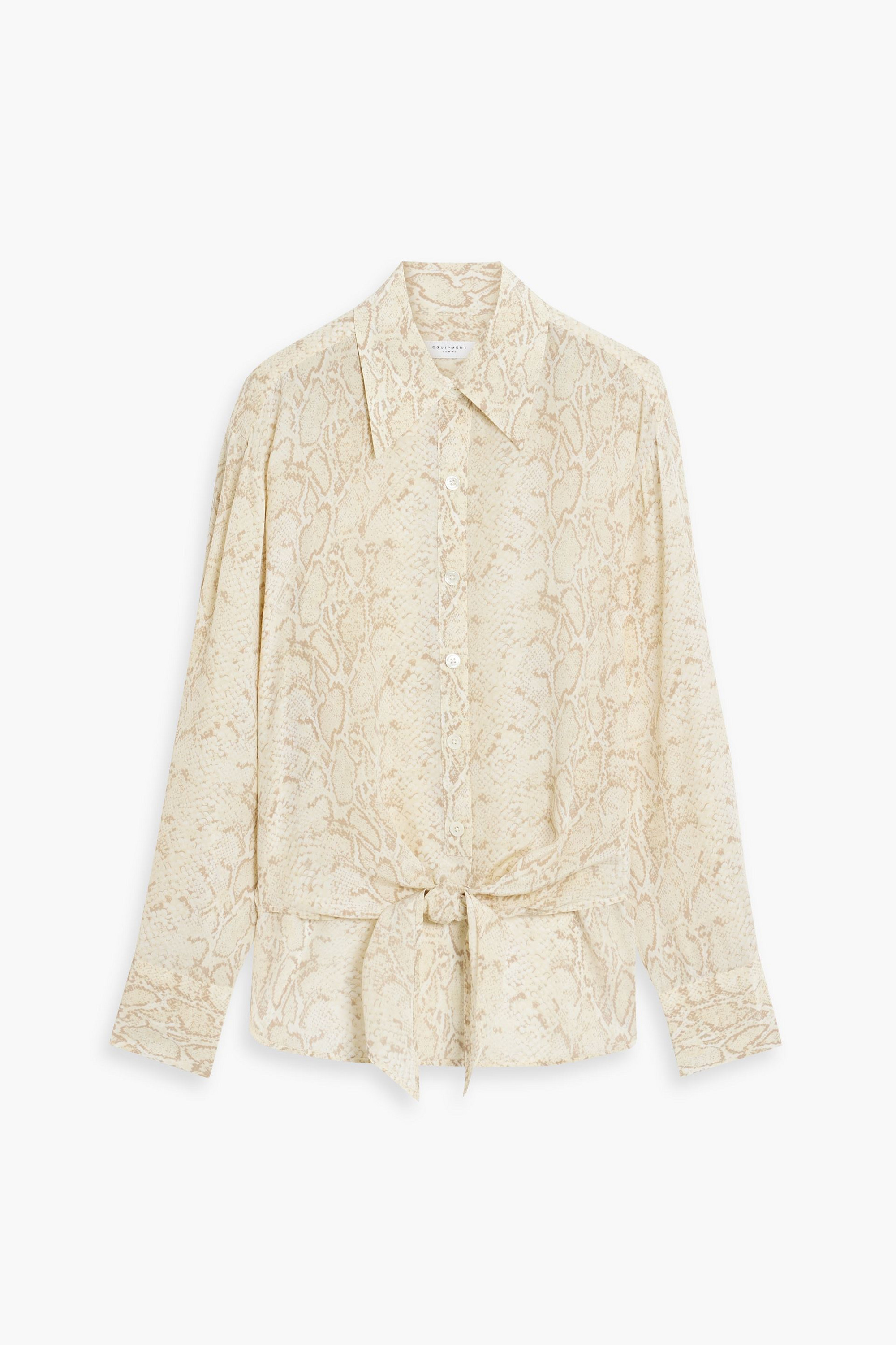 Equipment Geneva tie-front snake-print silk crepe de chine shirt thumbnail