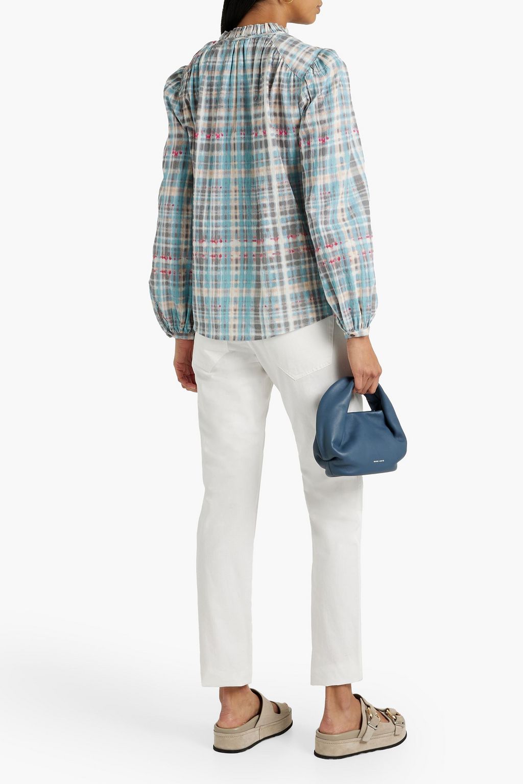 JOIE Jindrah gathered printed cotton blouse
