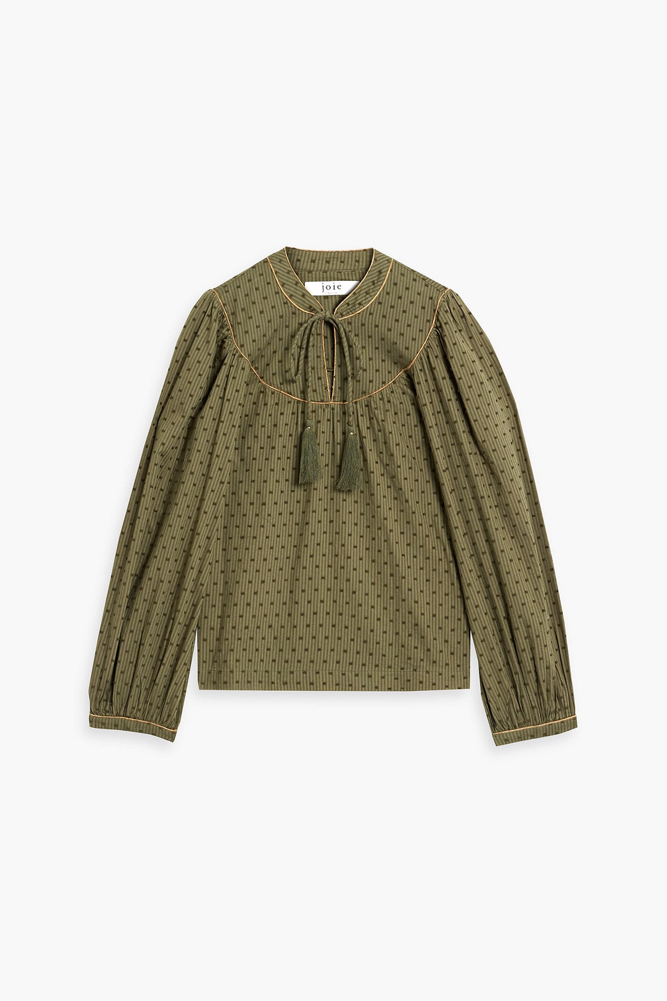 Joie Keena Striped Fil Coupé Cotton-jacquard Blouse In Leaf Green