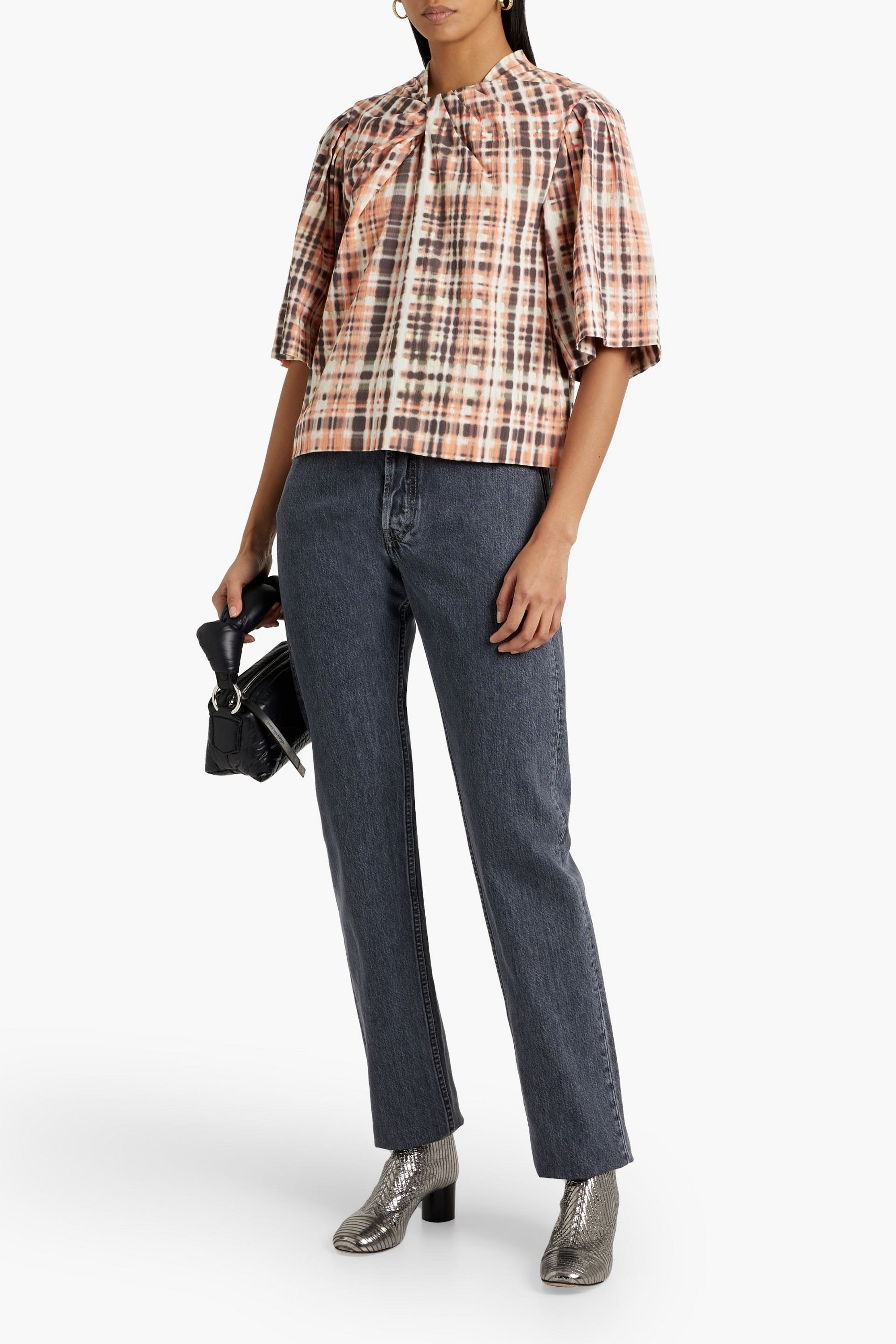 Joie Lyell twist-front printed cotton top