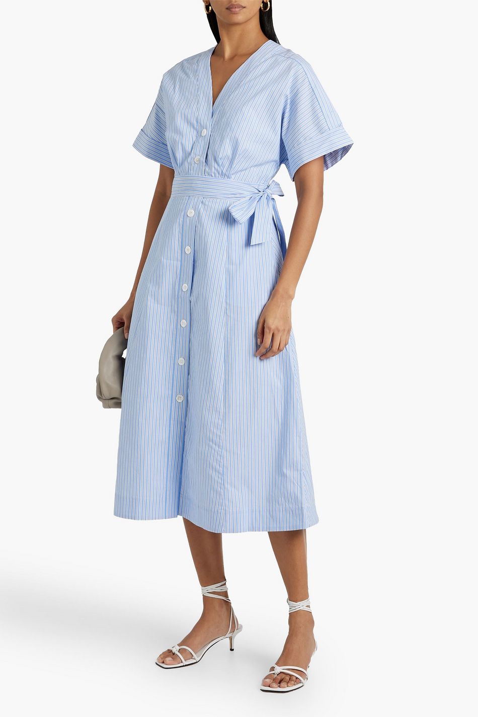 EQUIPMENT Calyer pleated striped cottonpoplin midi dress THE