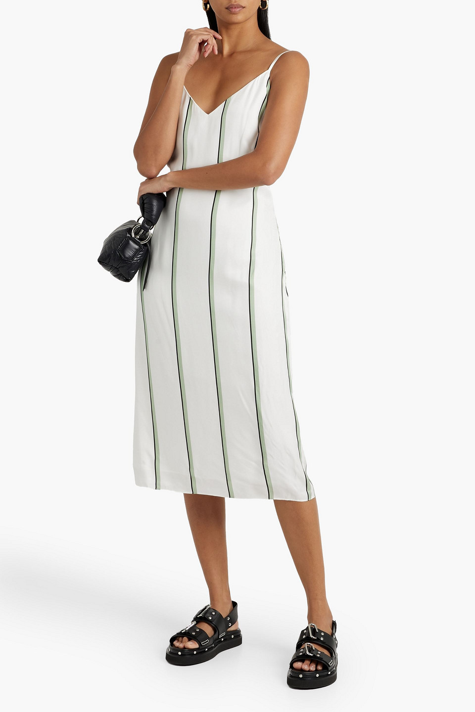 Shop Equipment Aita Striped Satin Dress In White