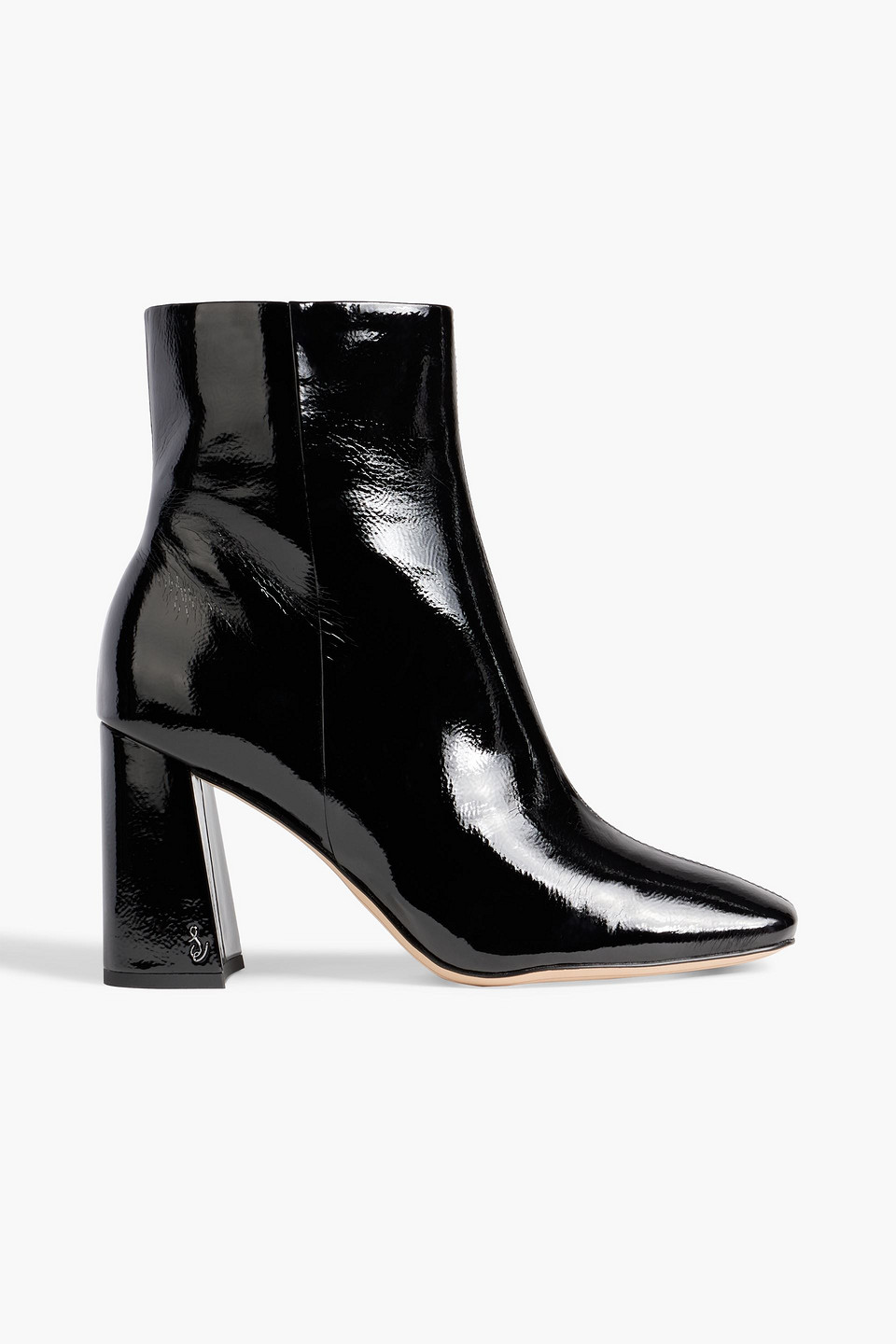 Sam Edelman Codie Faux Patent-leather Ankle Boots In Black