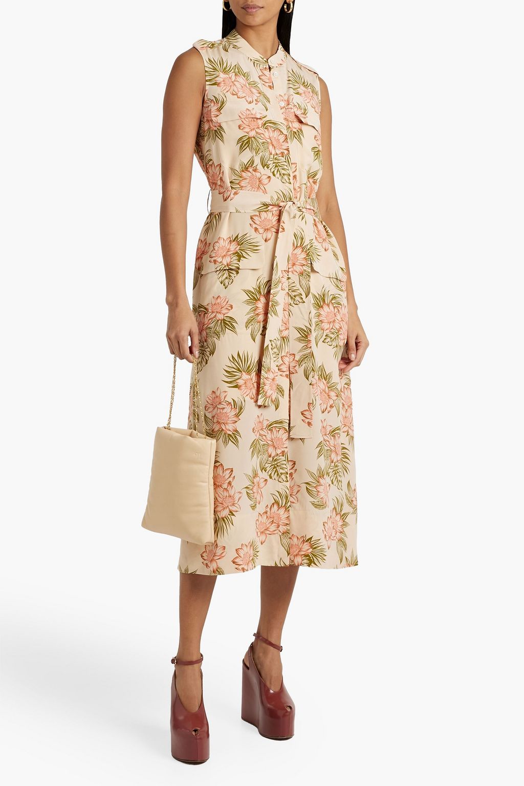 EQUIPMENT Illumina belted floral-print silk-crepe midi dress