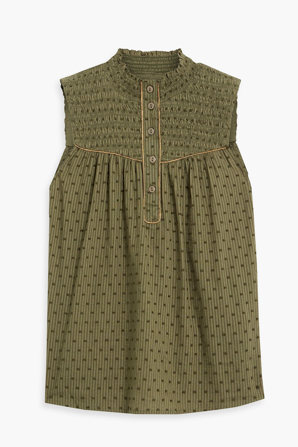 Joie Josea Striped Fil Coupé Cotton-jacquard Top In Leaf Green