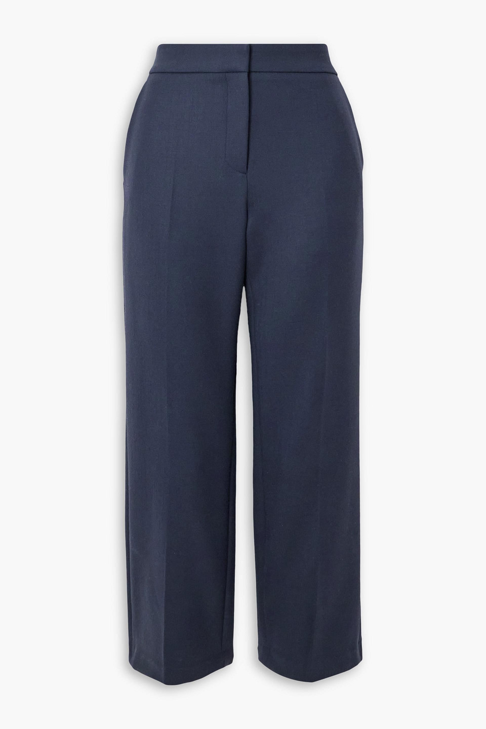 Brandon Maxwell Cropped Wool-blend Straight-leg Pants In Navy