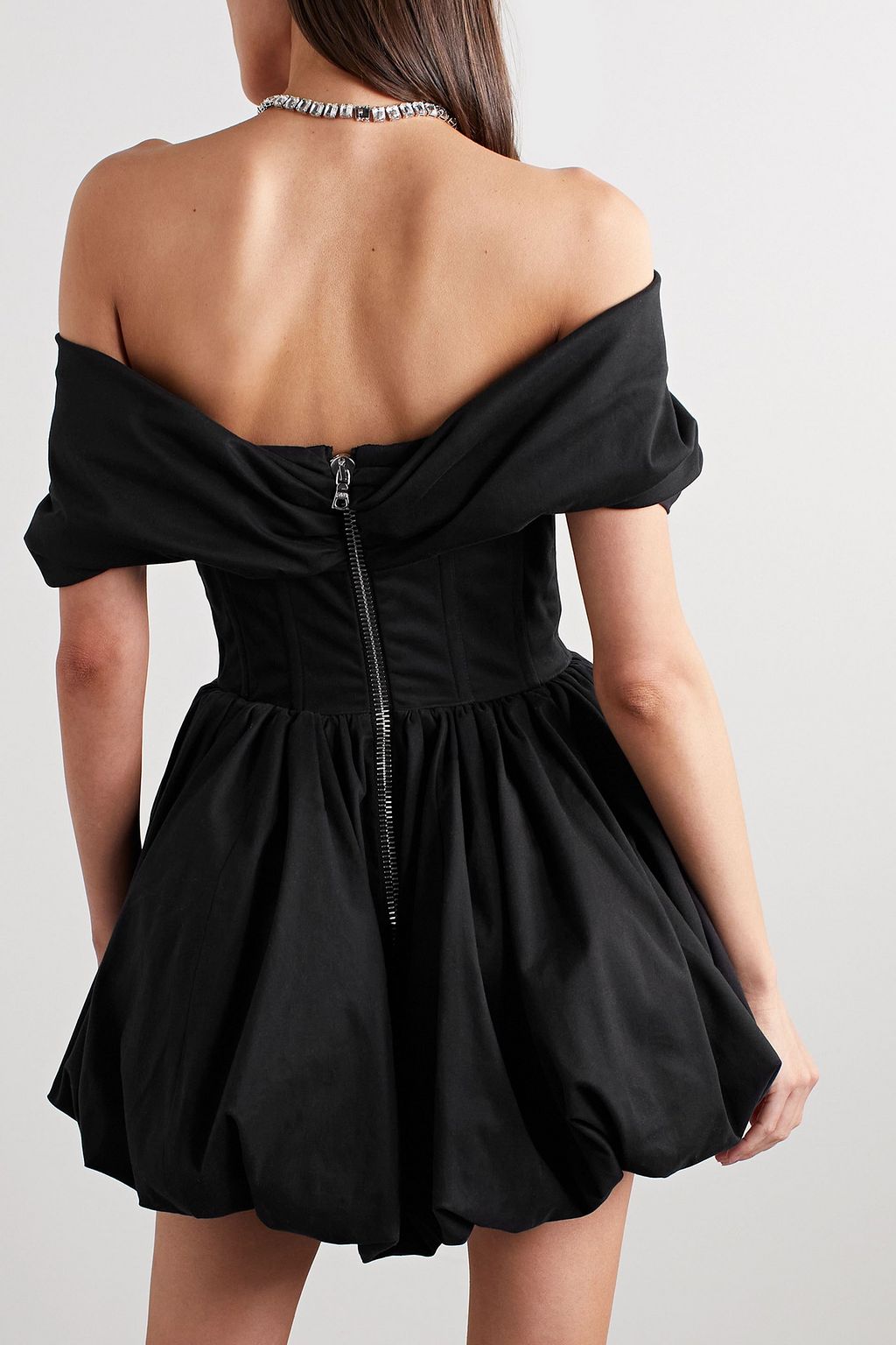 BRANDON MAXWELL Pippa off-the-shoulder cotton-blend poplin mini dress