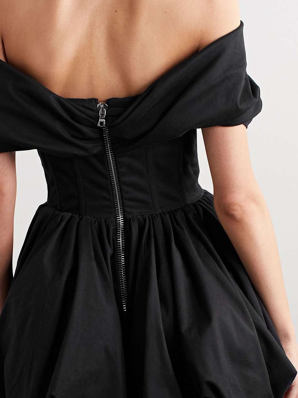 pippa off-the-shoulder cotton-blend poplin mini dress