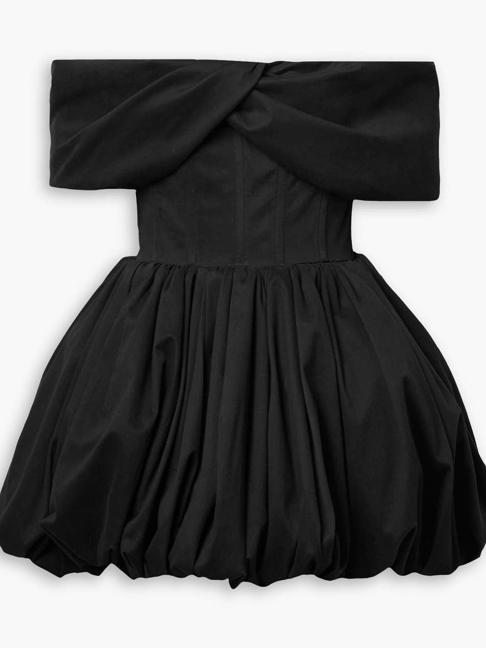 pippa off-the-shoulder cotton-blend poplin mini dress