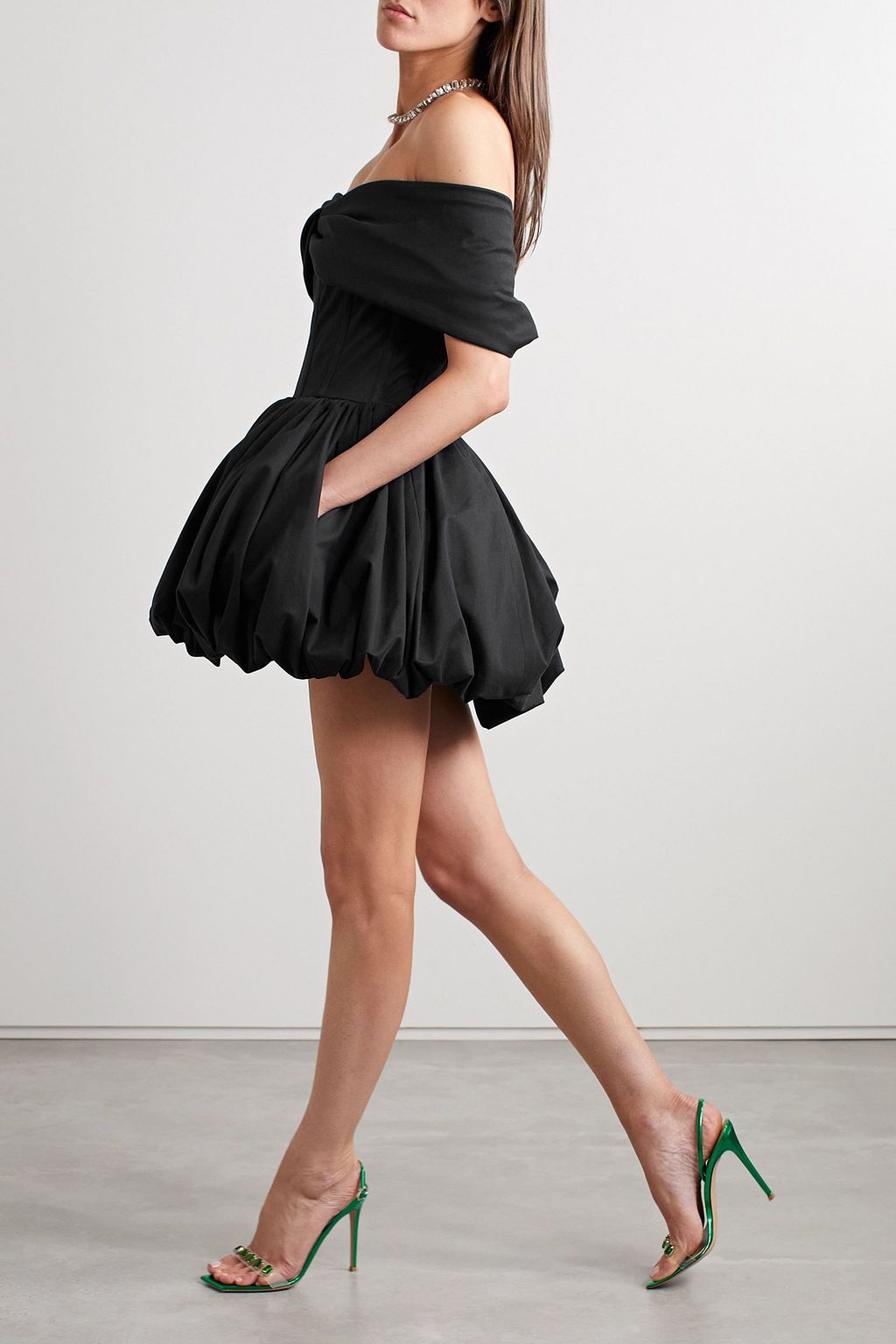 BRANDON MAXWELL Pippa off-the-shoulder cotton-blend poplin mini dress