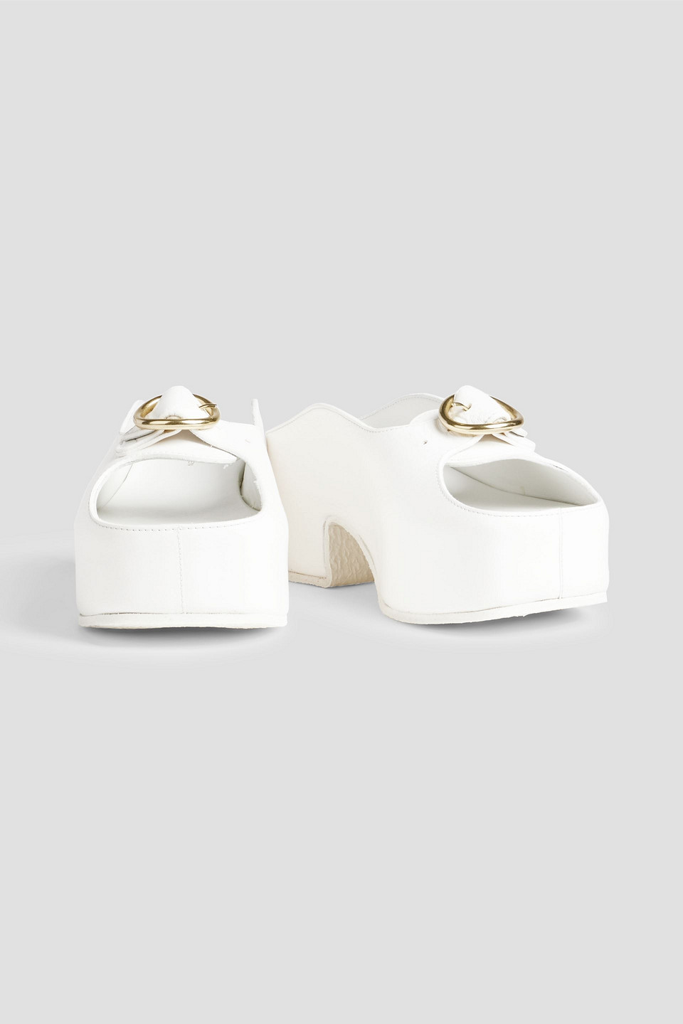 DRIES VAN NOTEN BUCKLED LEATHER PLATFORM MULES 3074457345635803634